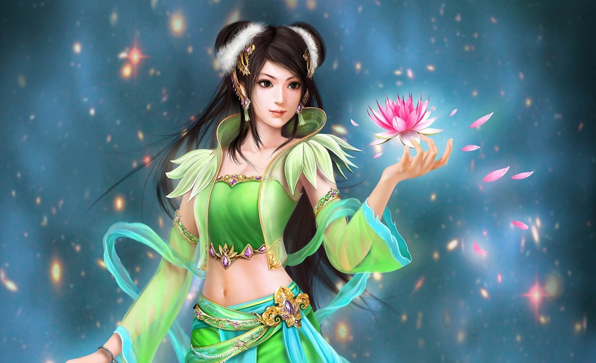 1920x1169 perfect, World, Jade, Dynasty, Flowers, Sparkles, Art, Water, Lily, Fantasy,  Petals, Women, Females, Girls, Mood, Magic Wallpapers HD / Desktop and  Mobile ...