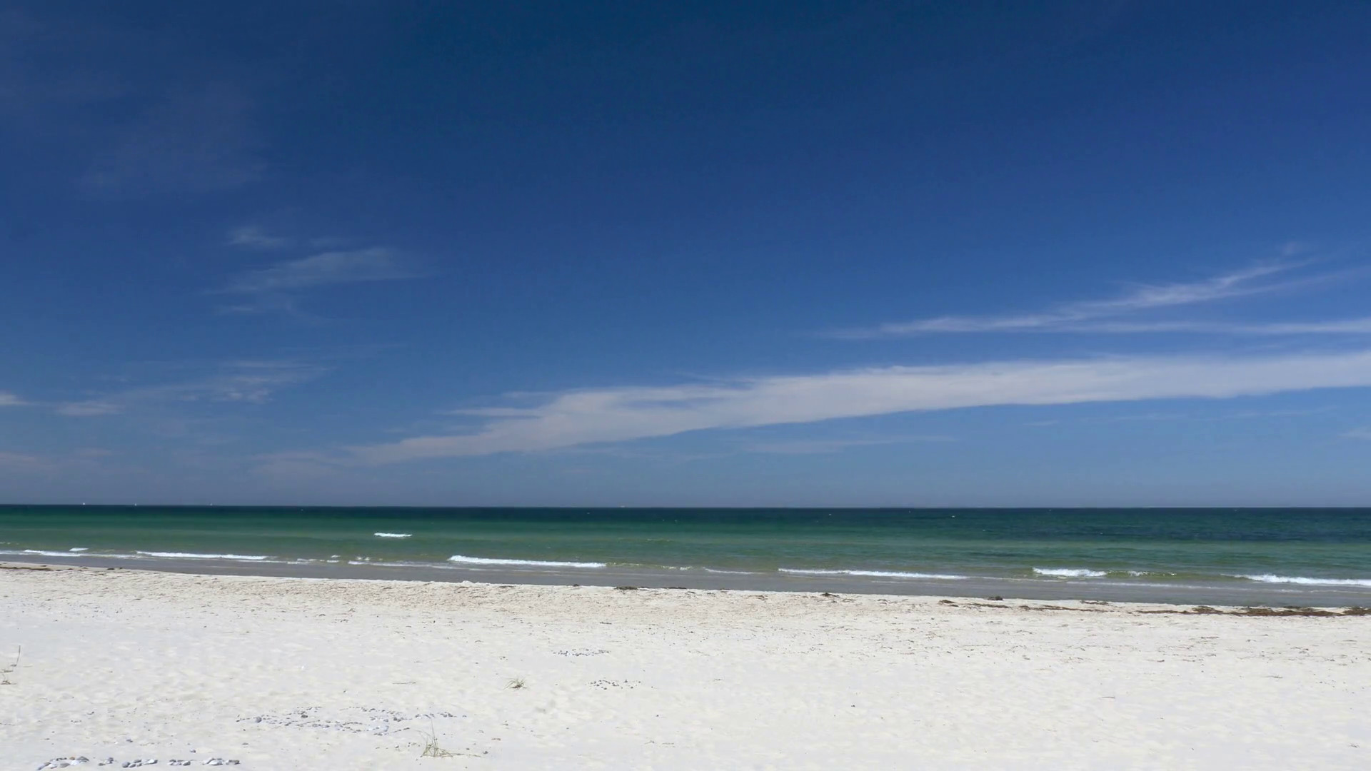 1920x1080 Peaceful and relaxing. White sand and blue sky. Clip contains beach, water,  background, calm sea, smooth water, peaceful, relaxing, beautiful, blue, ...