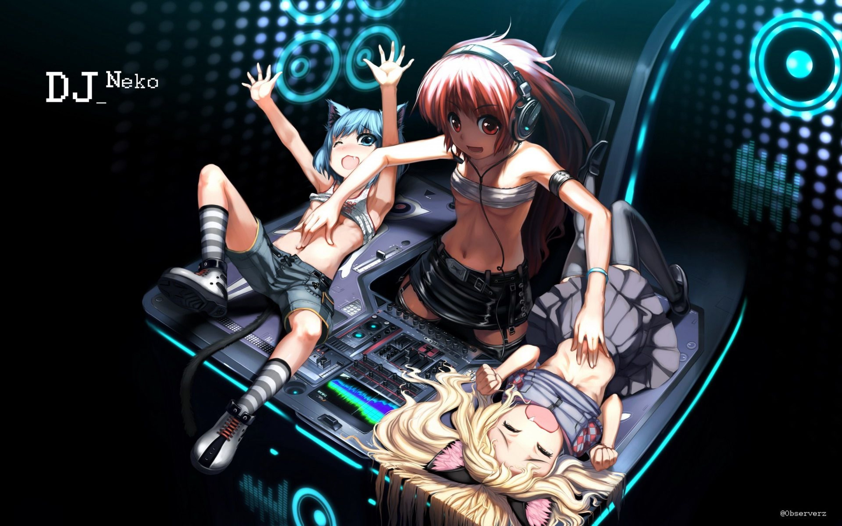 2880x1800 Showing Spin Me Round at resolution , Spin Me Round anime girls wallpaper,  cool anime style girls playing on a mixer drawing desktop music wallpapers