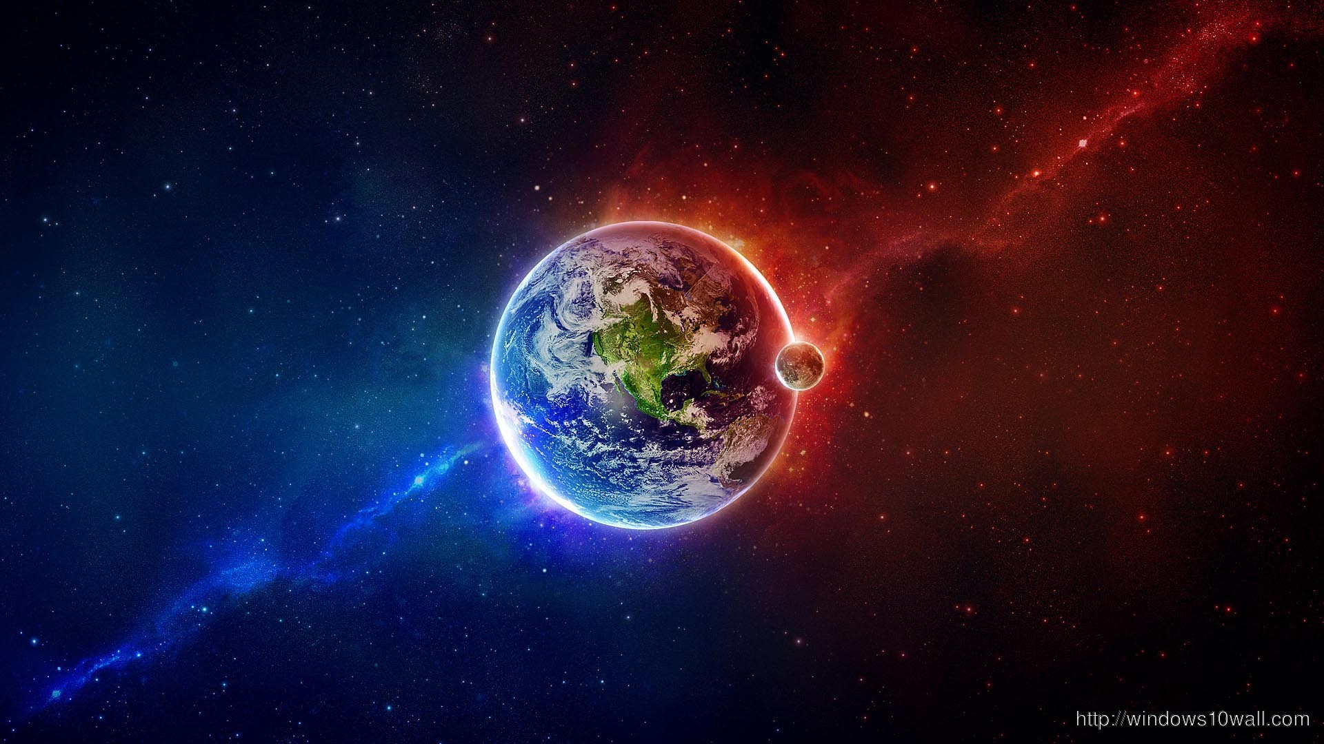 1920x1080 Awesome Outer Space Earth Moon Red Blue HD Wallpaper