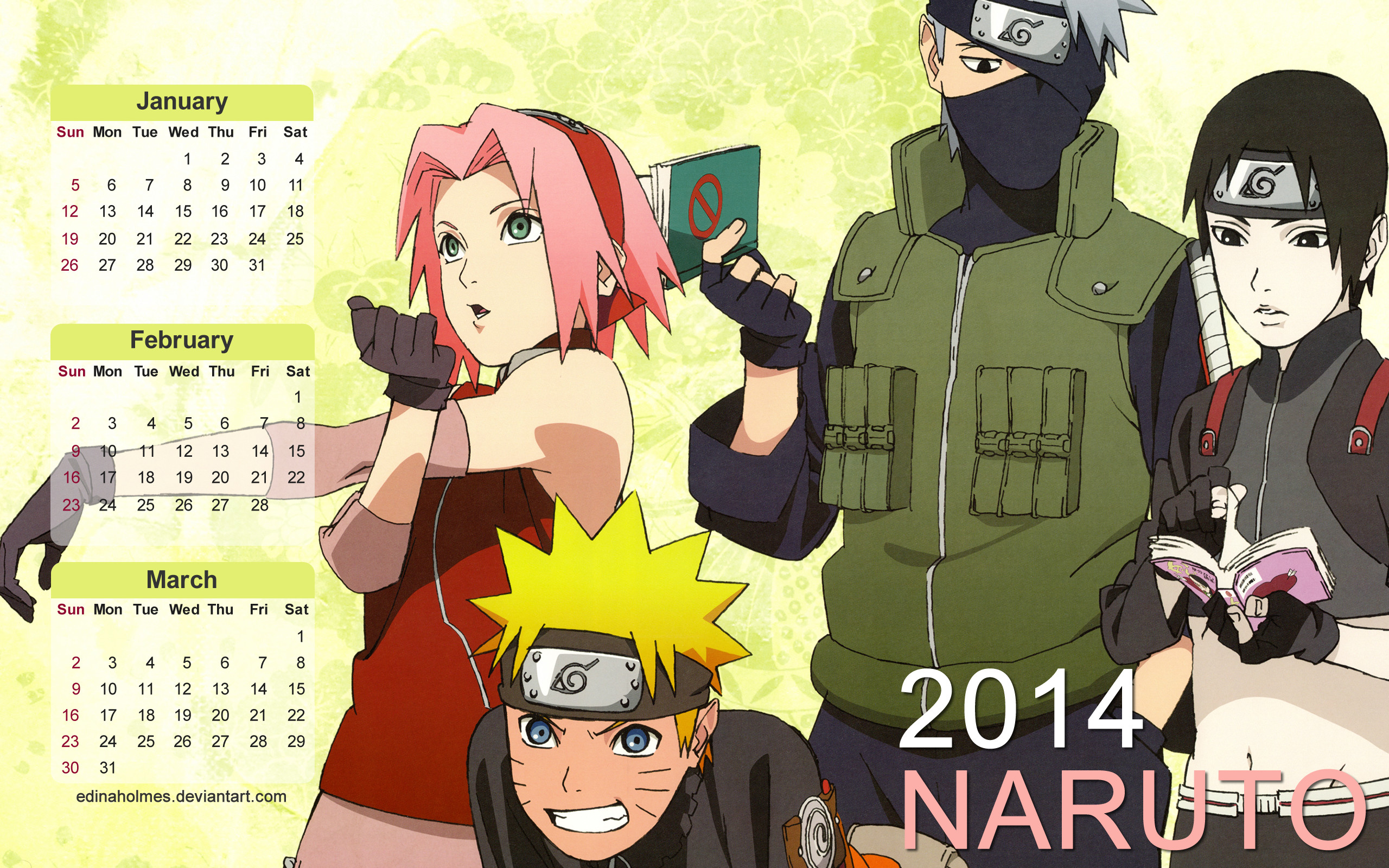2560x1600 ... First Quarter Calendar Wallpaper 2014 - Naruto by edinaholmes