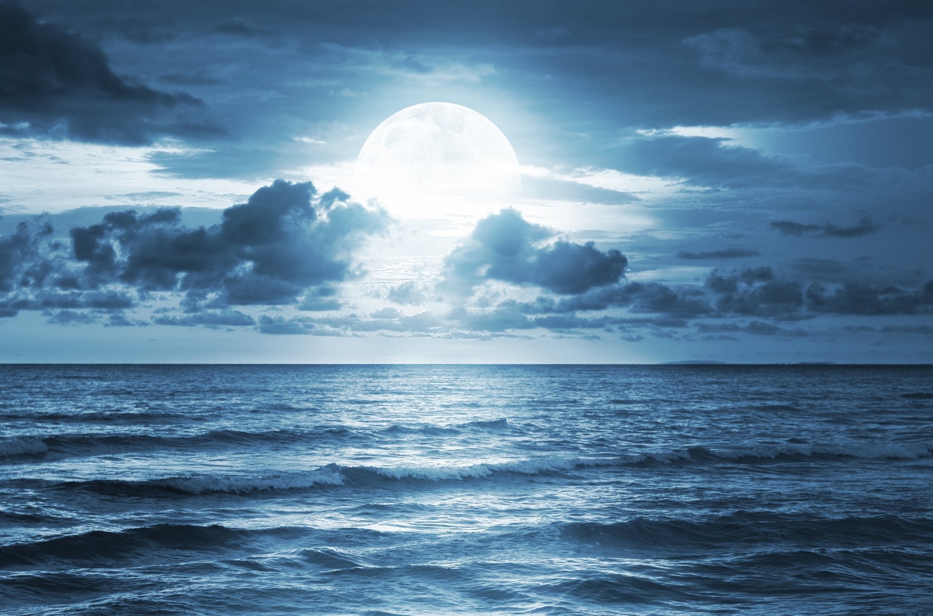 1920x1268 full moon moonlight sea ocean dramatic scene beautiful nature landscape  midnight sky clouds beautiful scenery at
