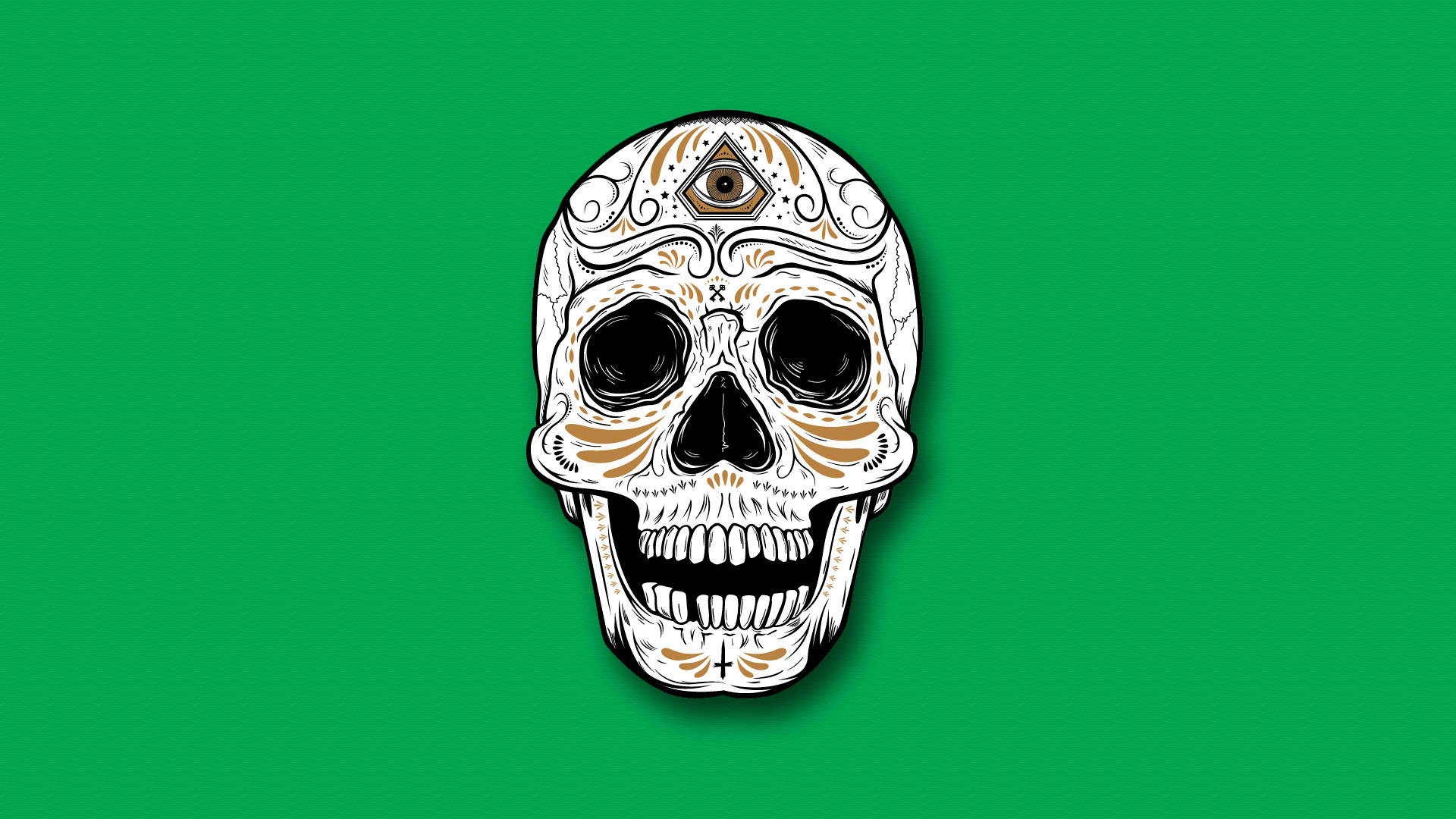 1920x1080 Day Of The Dead Skull Green HD Desktop Mobile Wallpaper Background