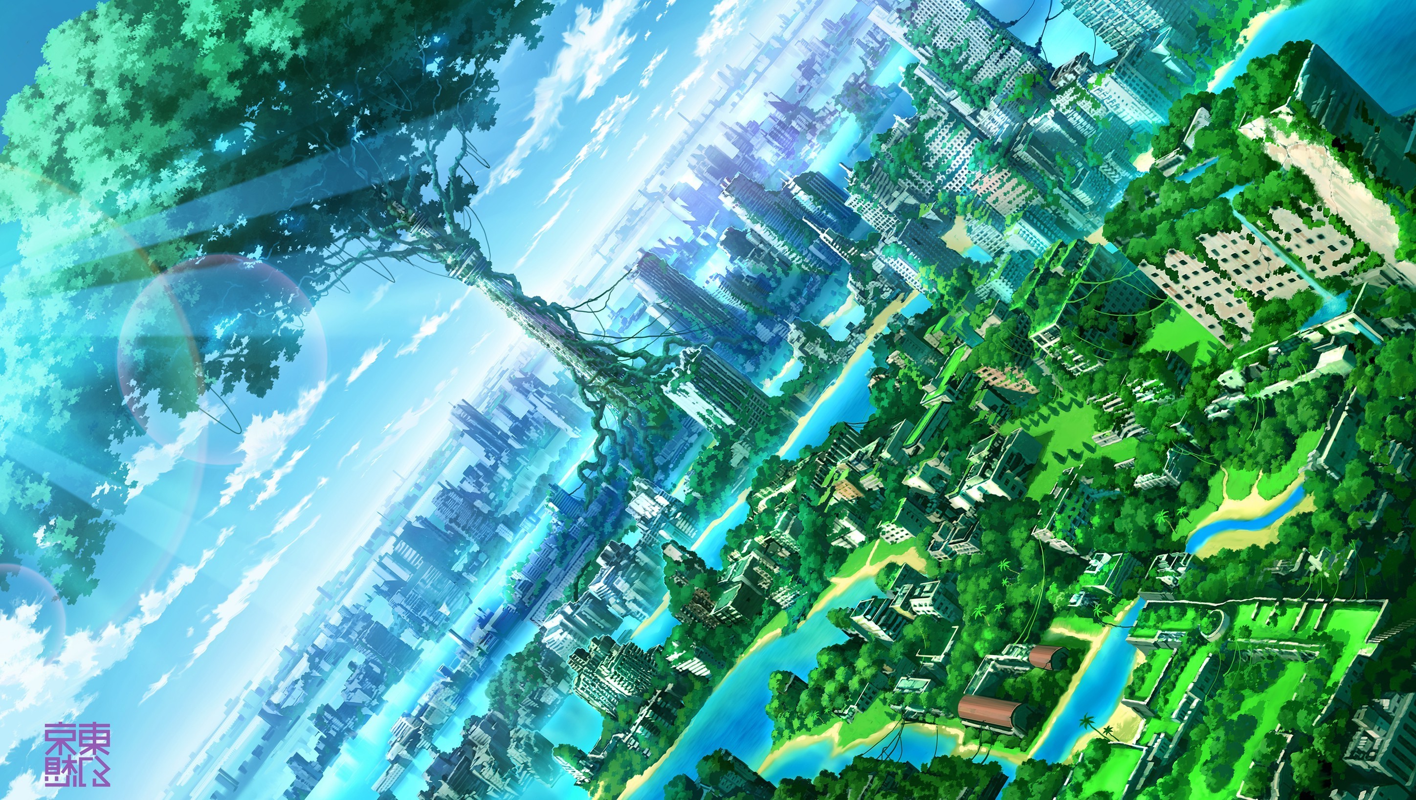 2896x1636 anime, Artwork, Fantasy Art, City, Nature Wallpapers HD / Desktop and  Mobile Backgrounds