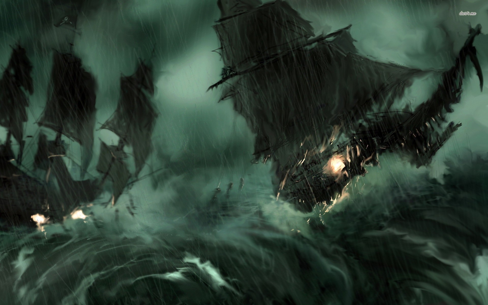 1920x1200 ... Pirate ship during the storm