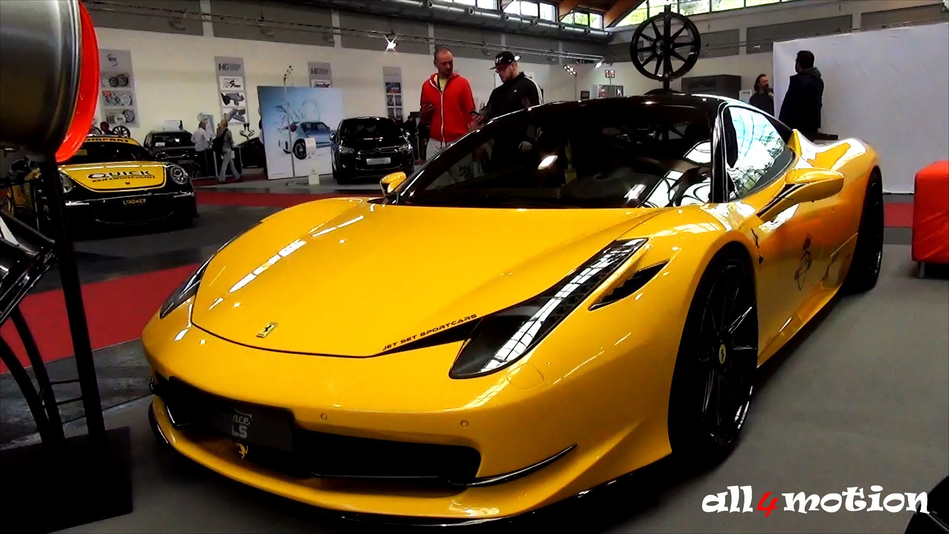1920x1080 Ferrari 458 Italia Elegance Wheels black & yellow by Jet Set Sportcars -  YouTube