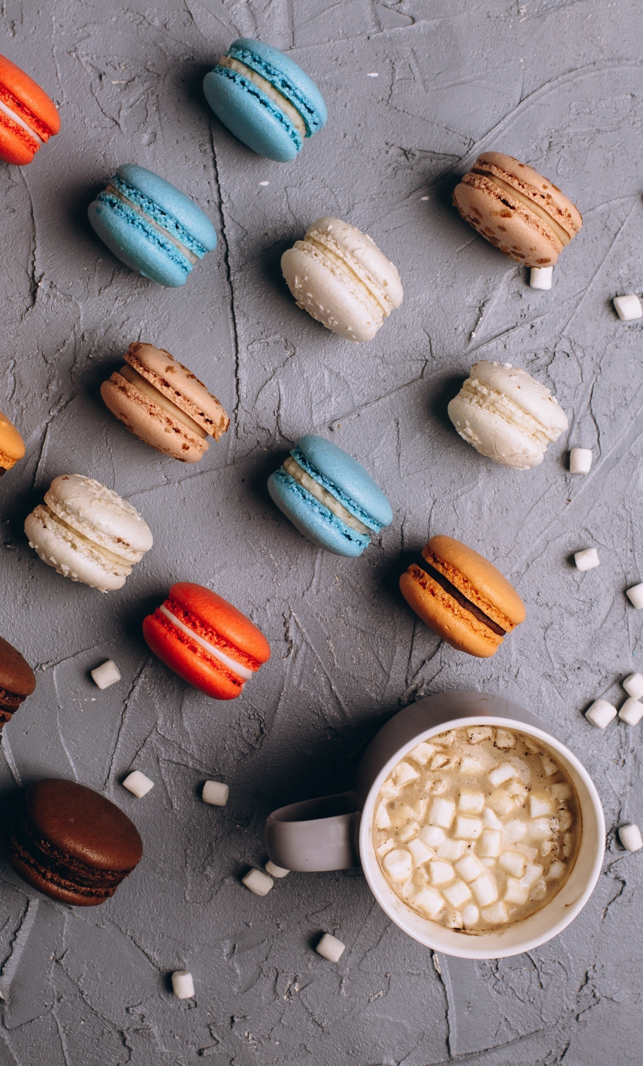 1280x2120  wallpaper Sweets, colorful, macarons
