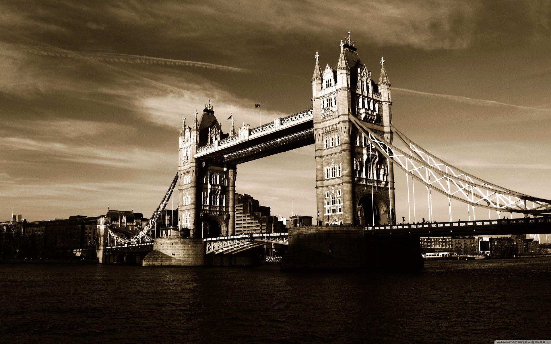 1920x1200 Wallpaper sepia photo tower bridge london
