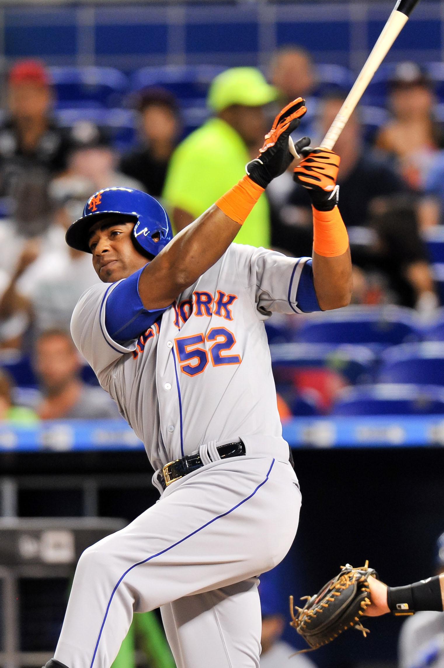 1521x2286 New York's Yoenis Cespedes connects for a double against Miami in the first  inning on Monday