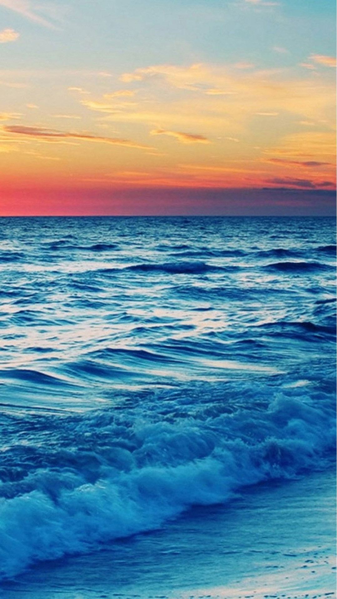 1080x1920 ... Nature Sunset Sea Wave Landscape iPhone 8 wallpaper.