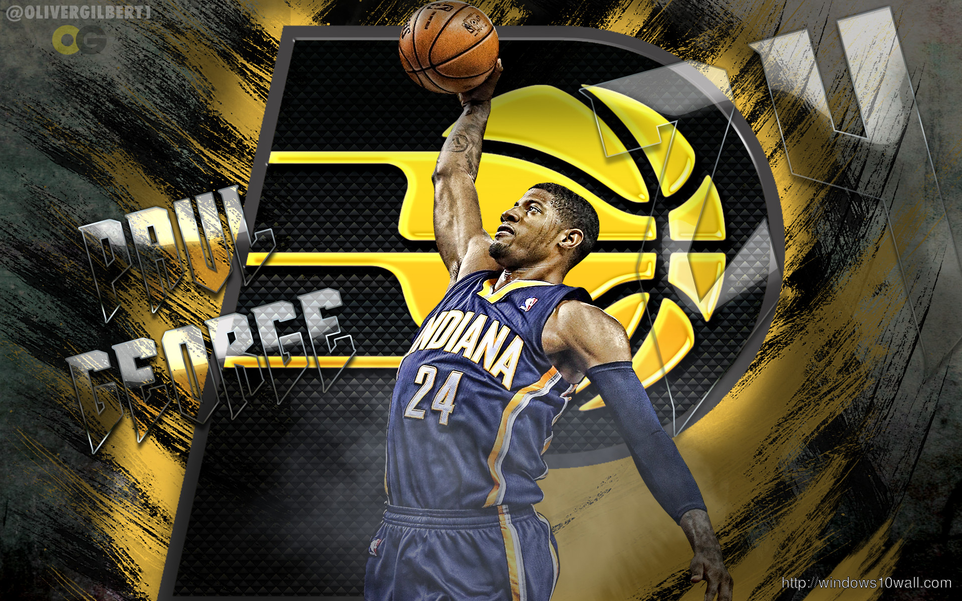 1920x1200 Paul George Indiana Pacers Dunk Wallpaper