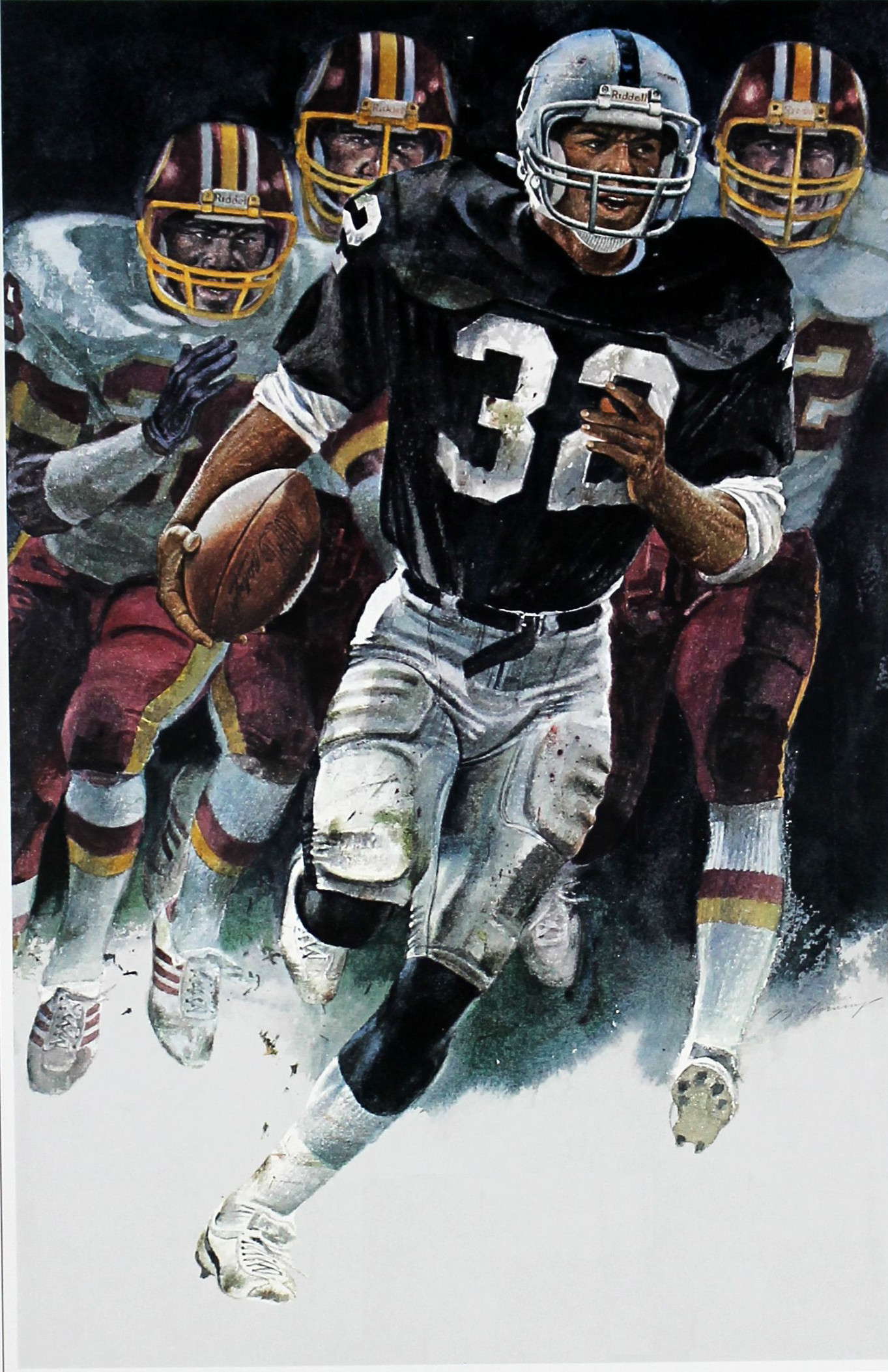 1363x2105 Marcus Allen, Oakland Raiders. Painting by Merv Corning