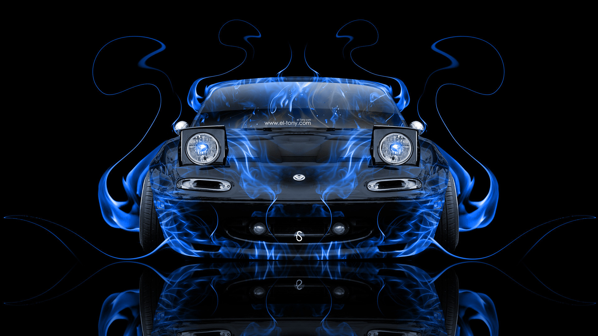1920x1080 ... Mazda-Miata-JDM-Front-Blue-Fire-Abstract-Car-