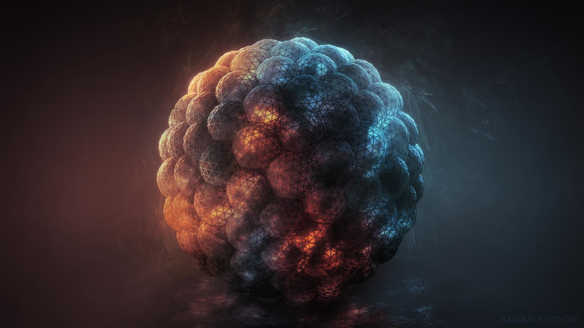 1920x1080 Balls of fire and ice. I made this wallpaper in C4D and Photoshop  (OC)[] ...