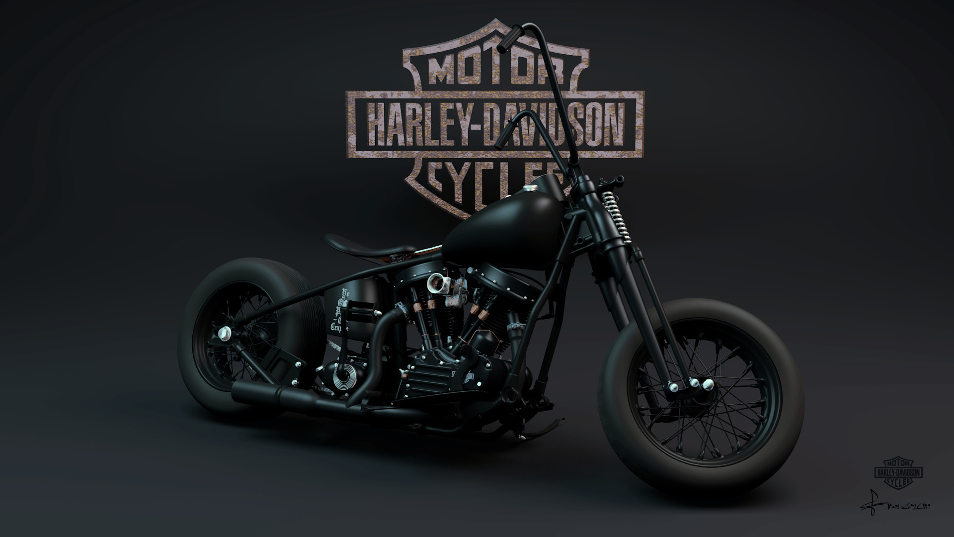 1920x1080 Bad Ass Harley Bobber Studio 022a by francozero on DeviantArt
