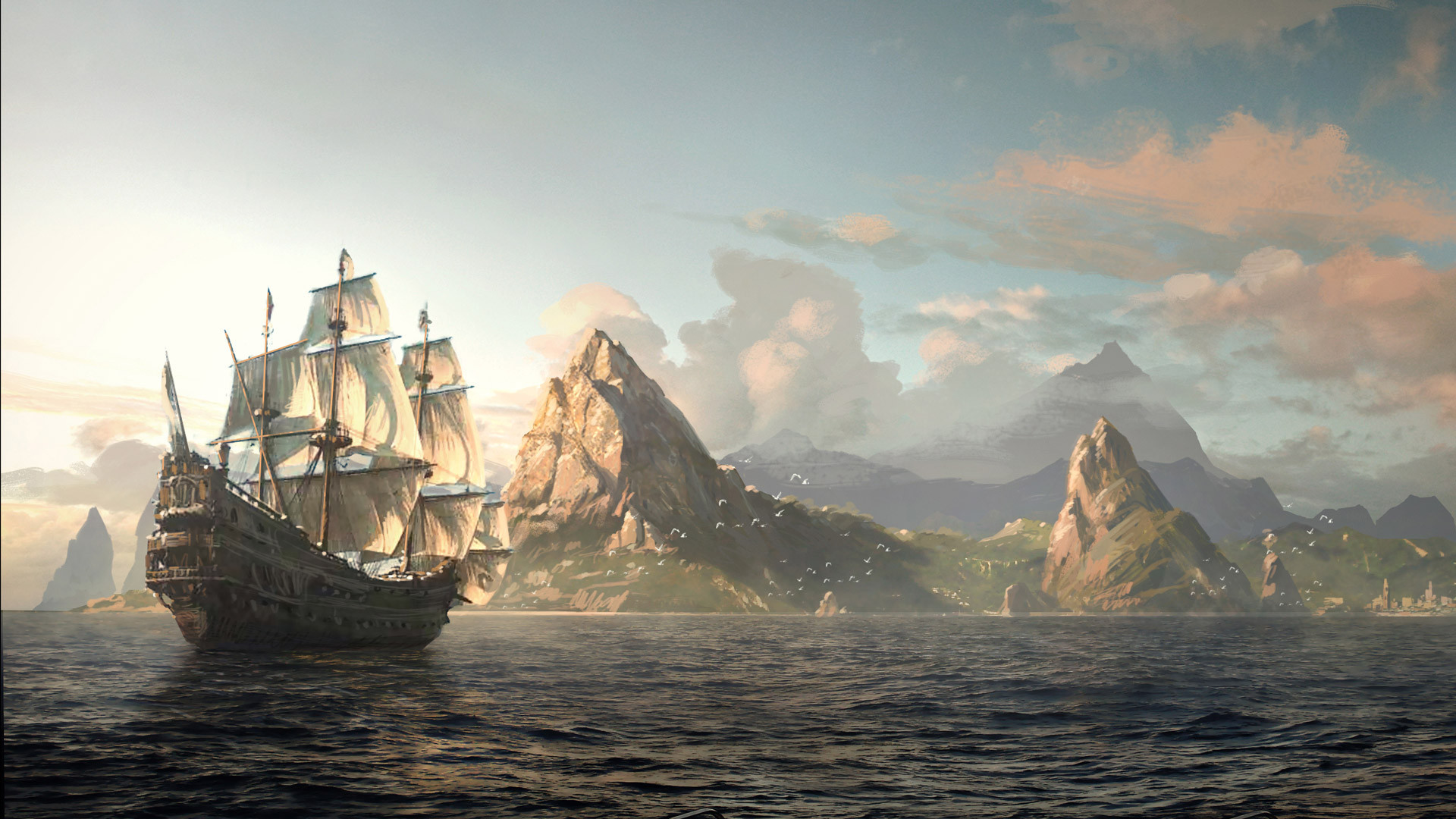 1920x1080 cinemagorgeous: “ Incredibly gorgeous concept art for Assassin's Creed IV:  Black Flag by artist Raphael Lacoste.
