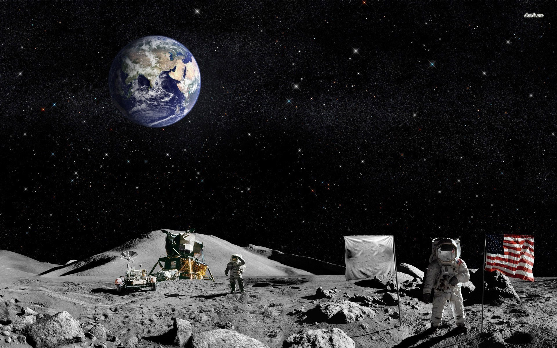 1920x1200 Astronauts on the moon wallpaper