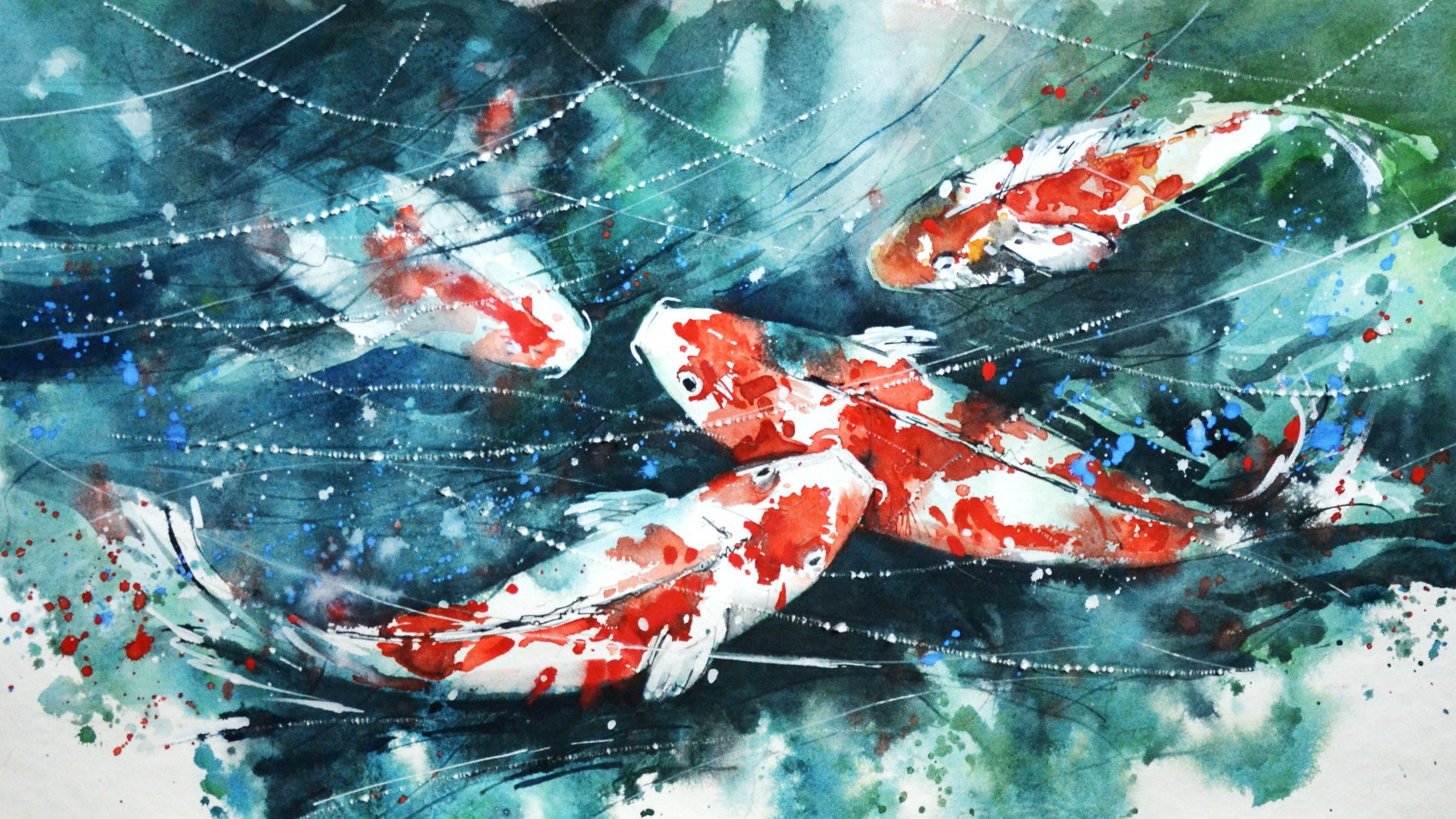 2560x1440  Koi Fish Watercolor Painting Painting, Fish, Watercolor, Koi