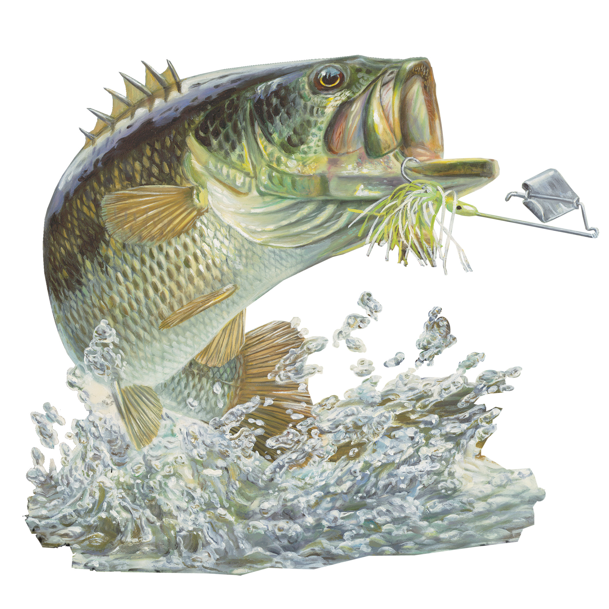 2048x2048 Skiff Life Buzz Off Bass Fishing Decal Sticker Randy McGovern Art