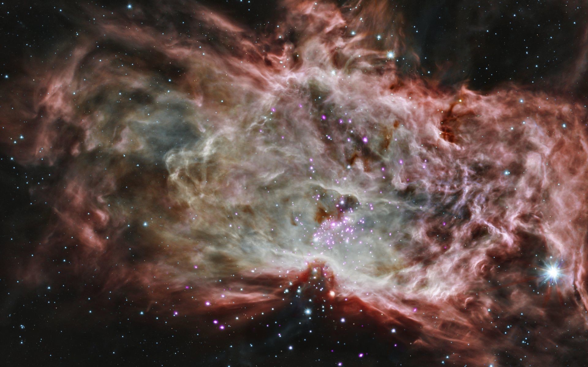 1920x1200 This composite image shows one of the clusters, NGC 2024, which is found in