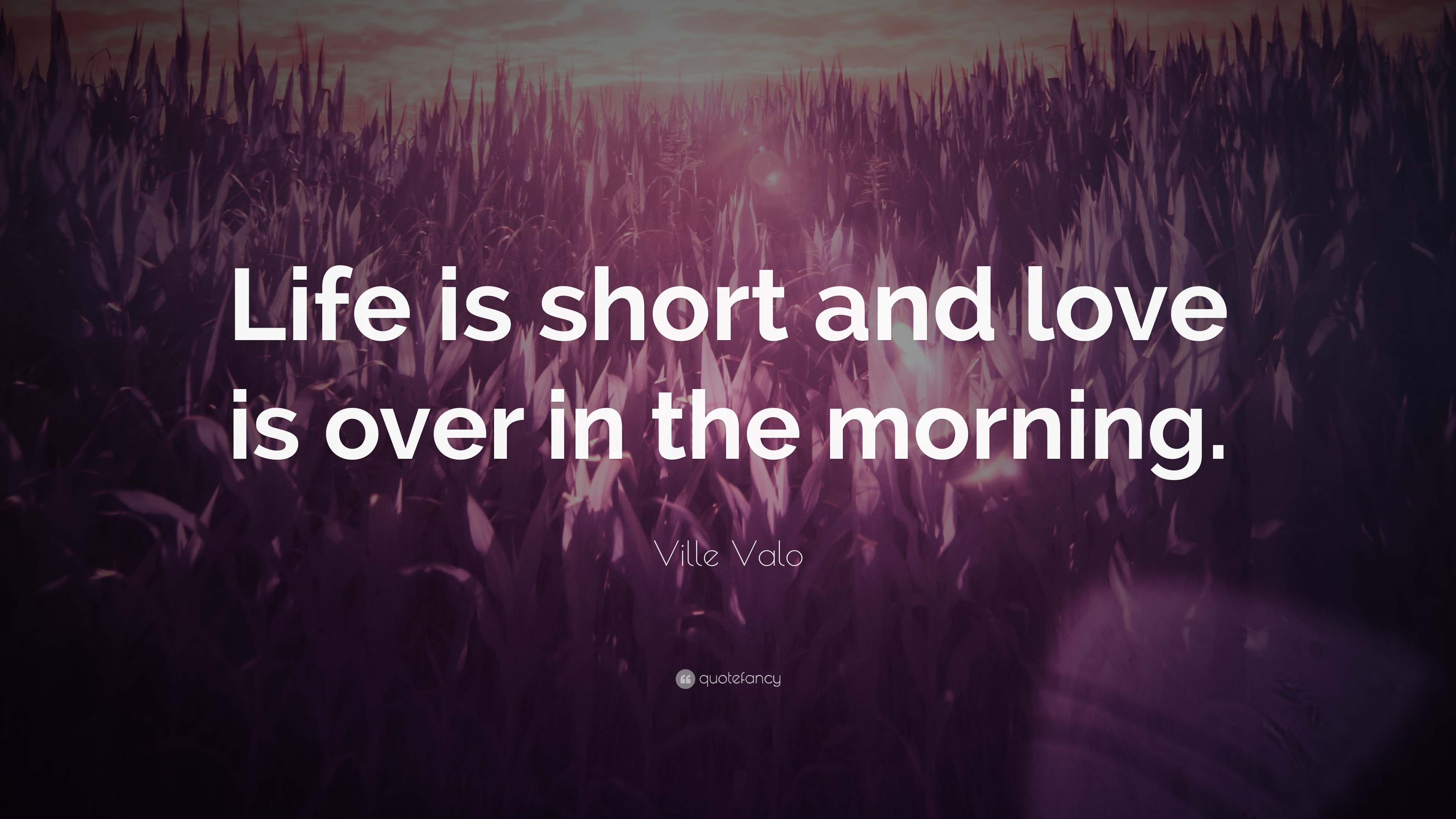3840x2160 Ville Valo Quote: “Life is short and love is over in the morning.