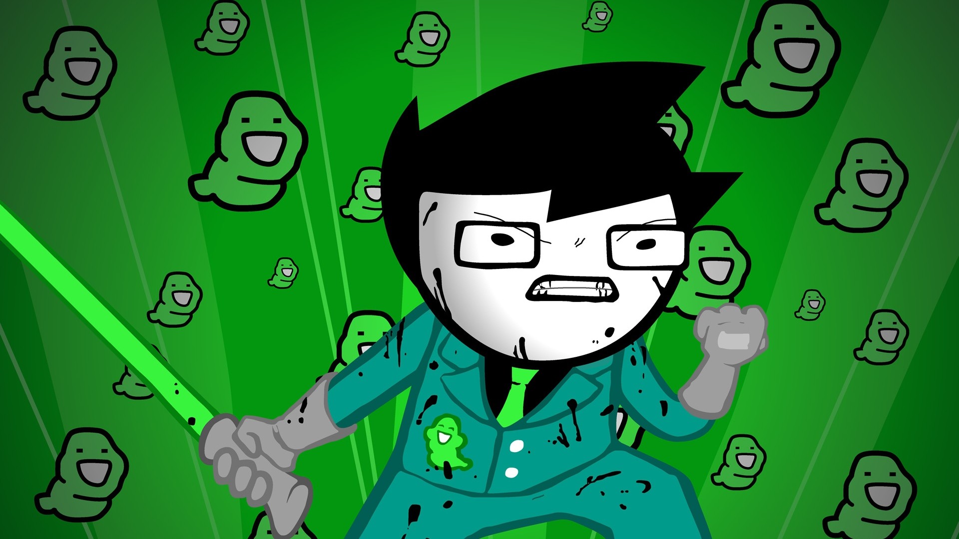 1920x1080 Preview wallpaper green, figure, aggression, style, homestuck 