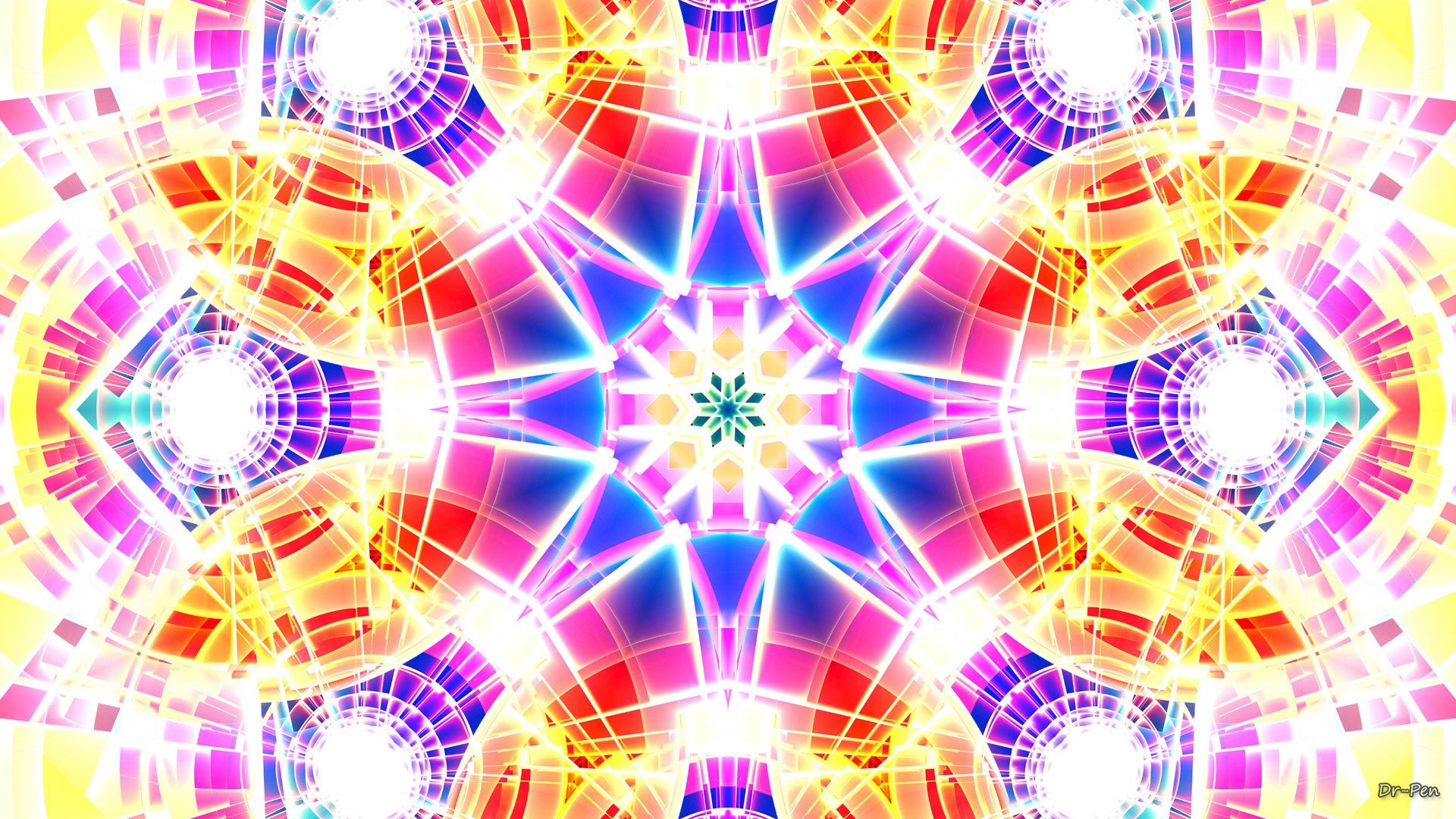 1920x1080 Abstract - Pattern Abstract Artistic Digital Mandala Manipulation Rainbow  Colors Colorful Spectrum Yellow Purple Orange Red
