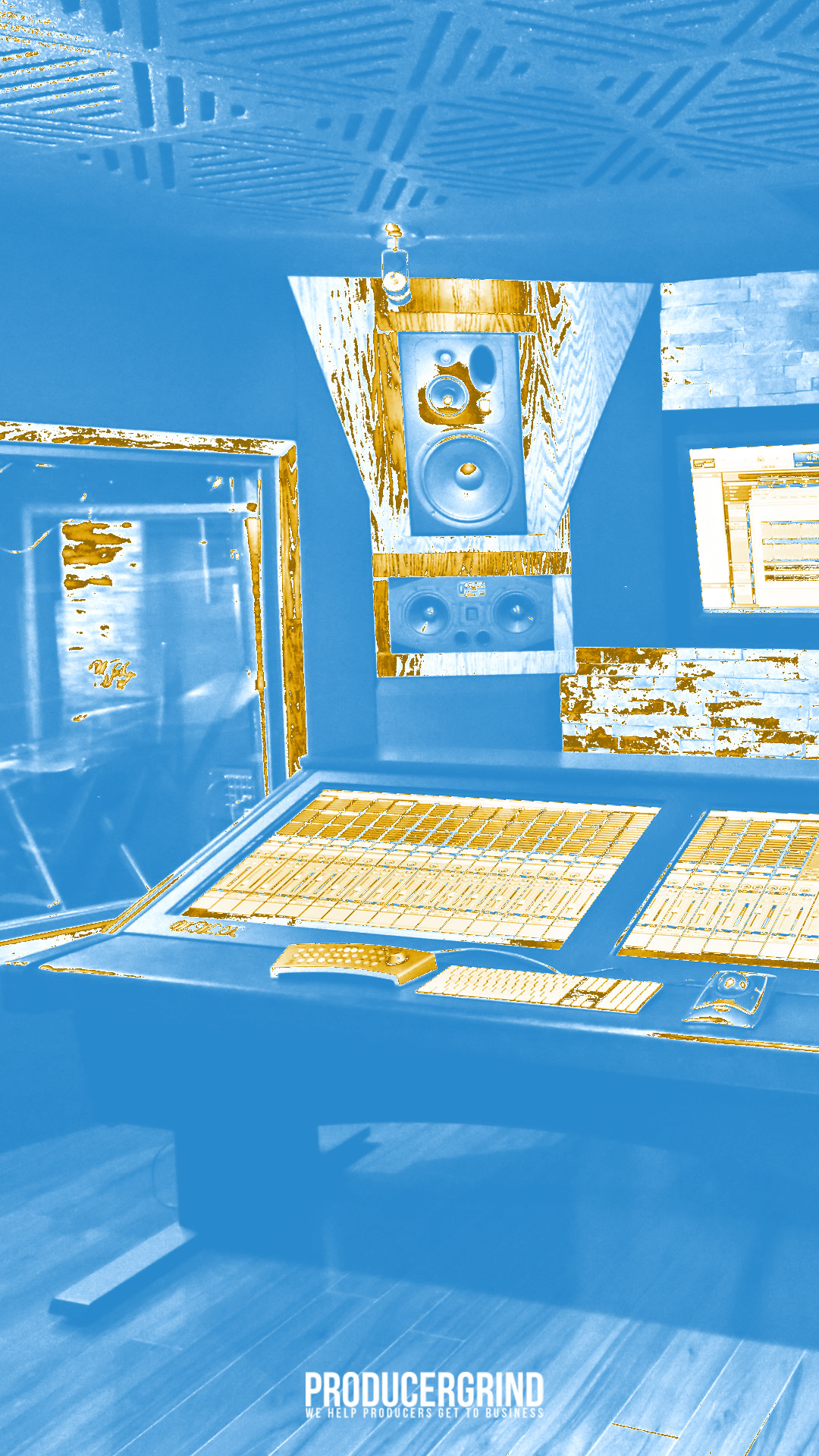 1080x1920 Blue & Gold Recording Studio Wallpaper for iPhone 7 & 7 Plus