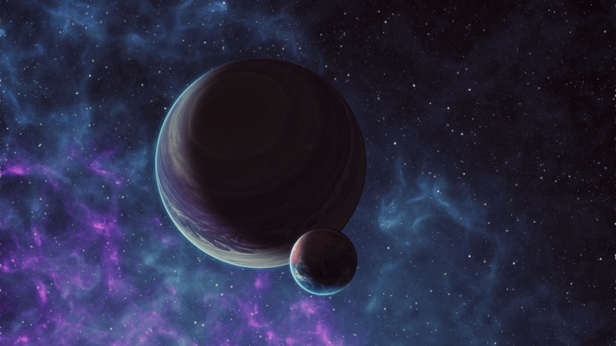 2048x1152  Wallpaper planet, space, satellite, universe, outer space