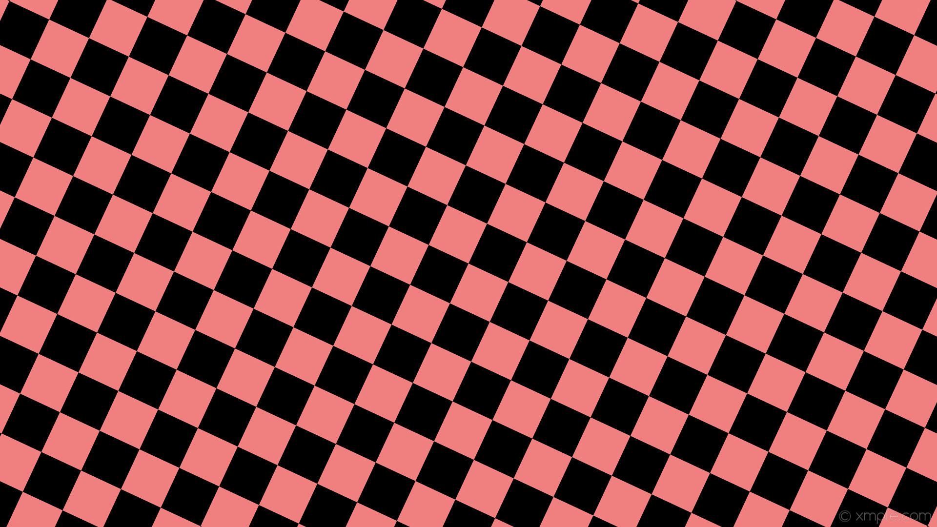 1920x1080 wallpaper black red checkered squares light coral #000000 #f08080 diagonal  65Â° 90px