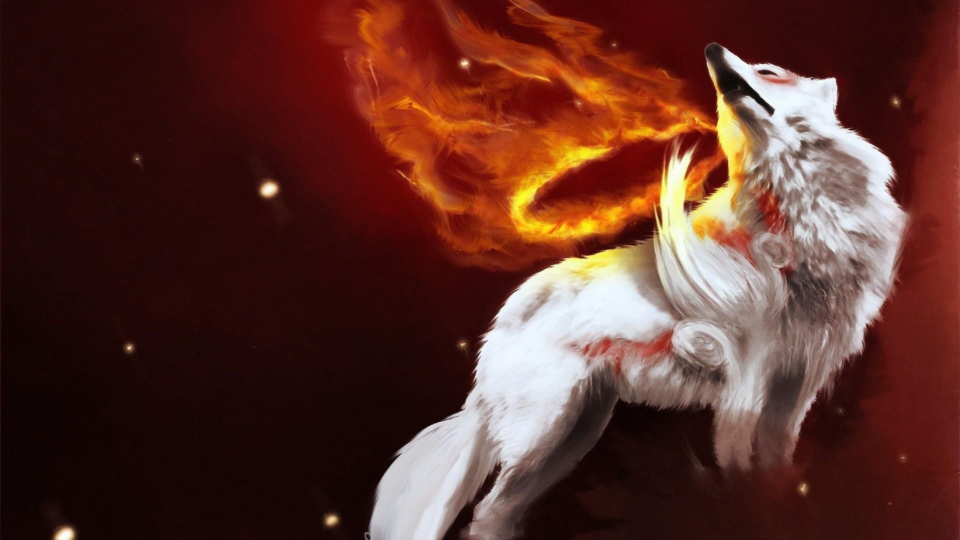 1920x1080 Cool White Wild Werewolf In Fire Sky Animal Desktop Wallpapers Creative  Graphics Nature Picture Cool Wallpapers