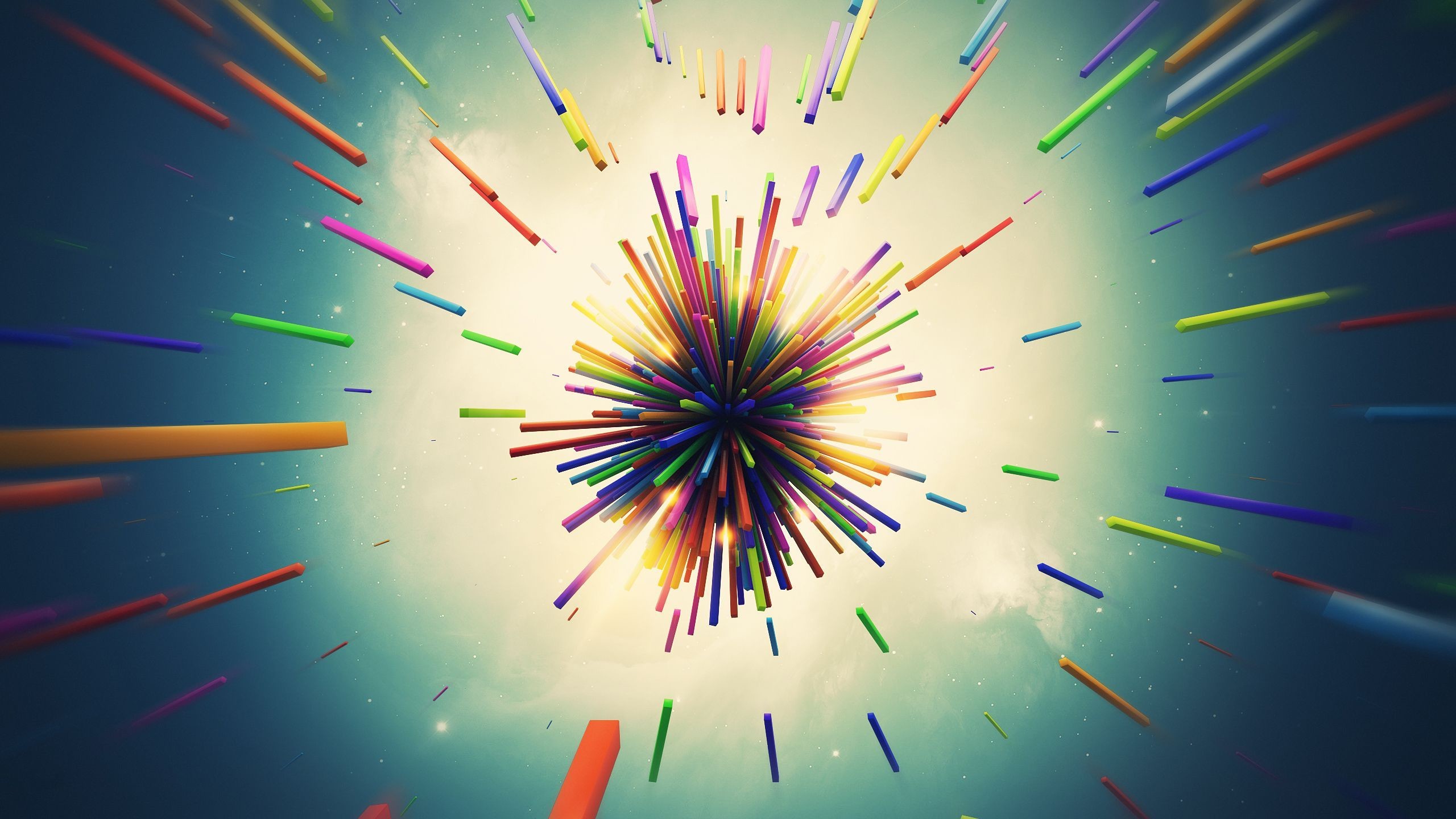 2560x1440 Colorful Bars Explosion