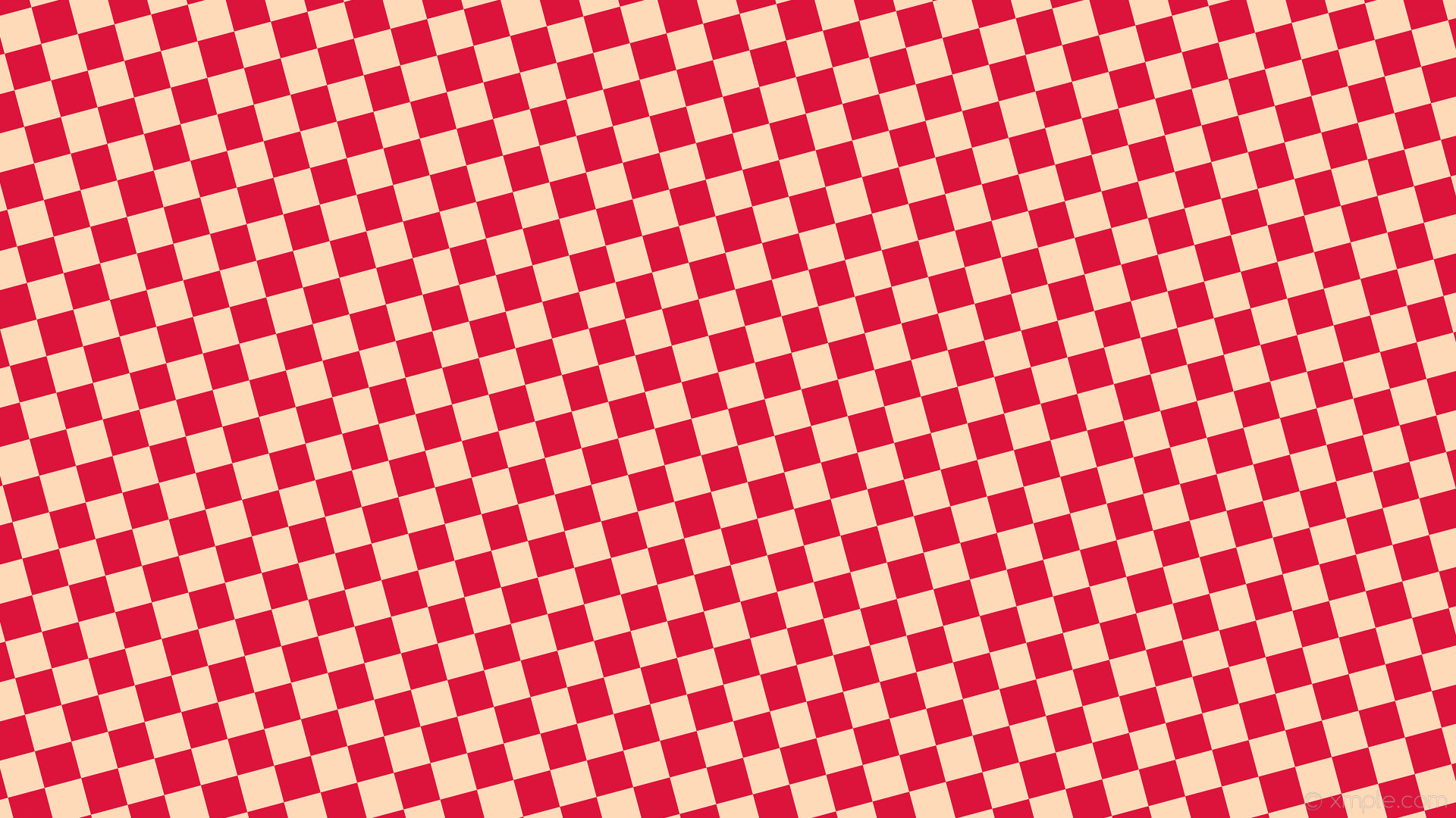 1920x1080 wallpaper squares red checkered yellow crimson peach puff #dc143c #ffdab9  diagonal 15Â° 50px