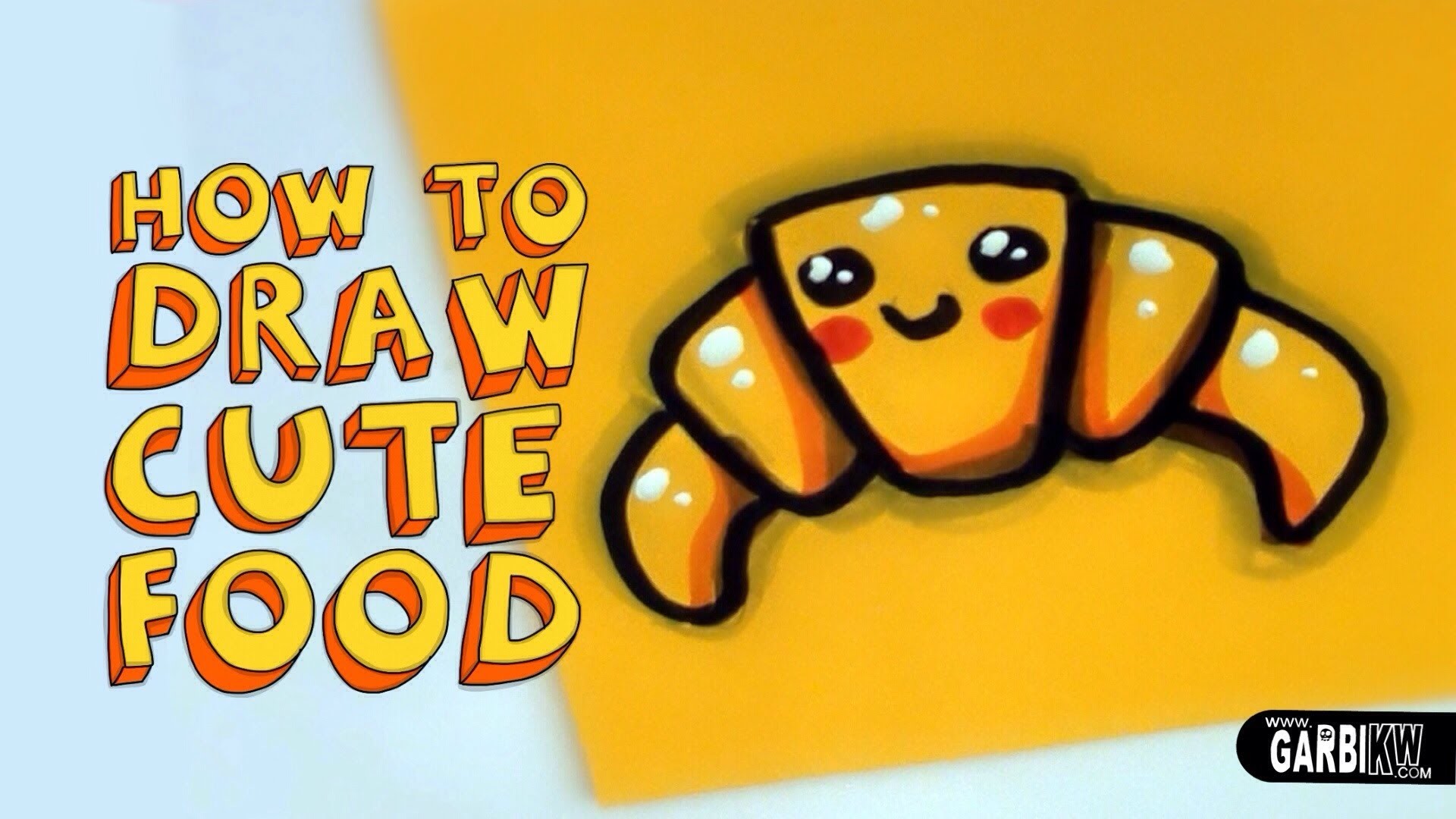 1920x1080 How To Draw a Cute Croissant - Kawaii Food - Easy Drawings by Garbi KW