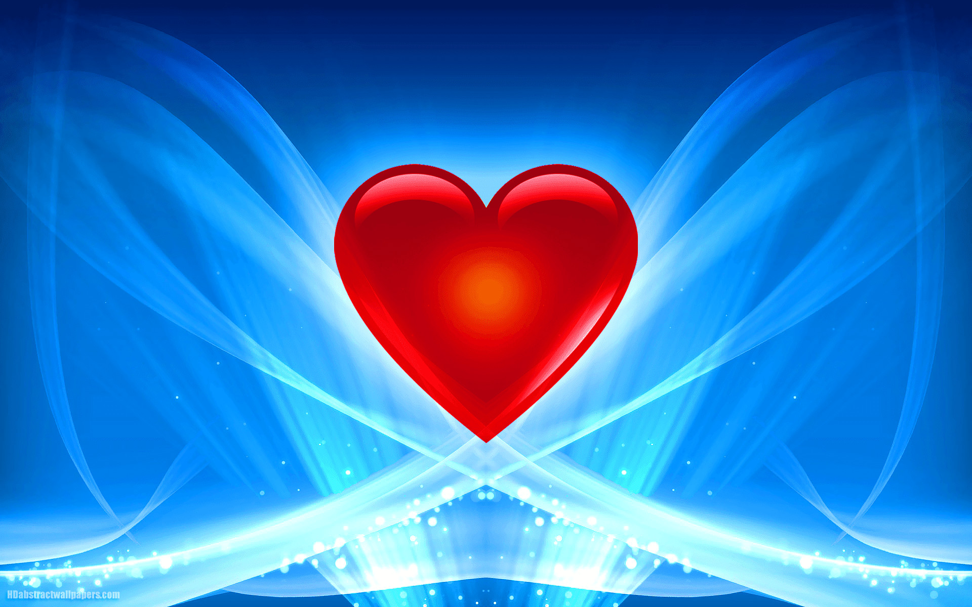 1920x1200 Abstract blue wallpaper with red love heart and lights. A very beautiful  blue abstract wallpaper for PC, laptop, tablet or smartphone.