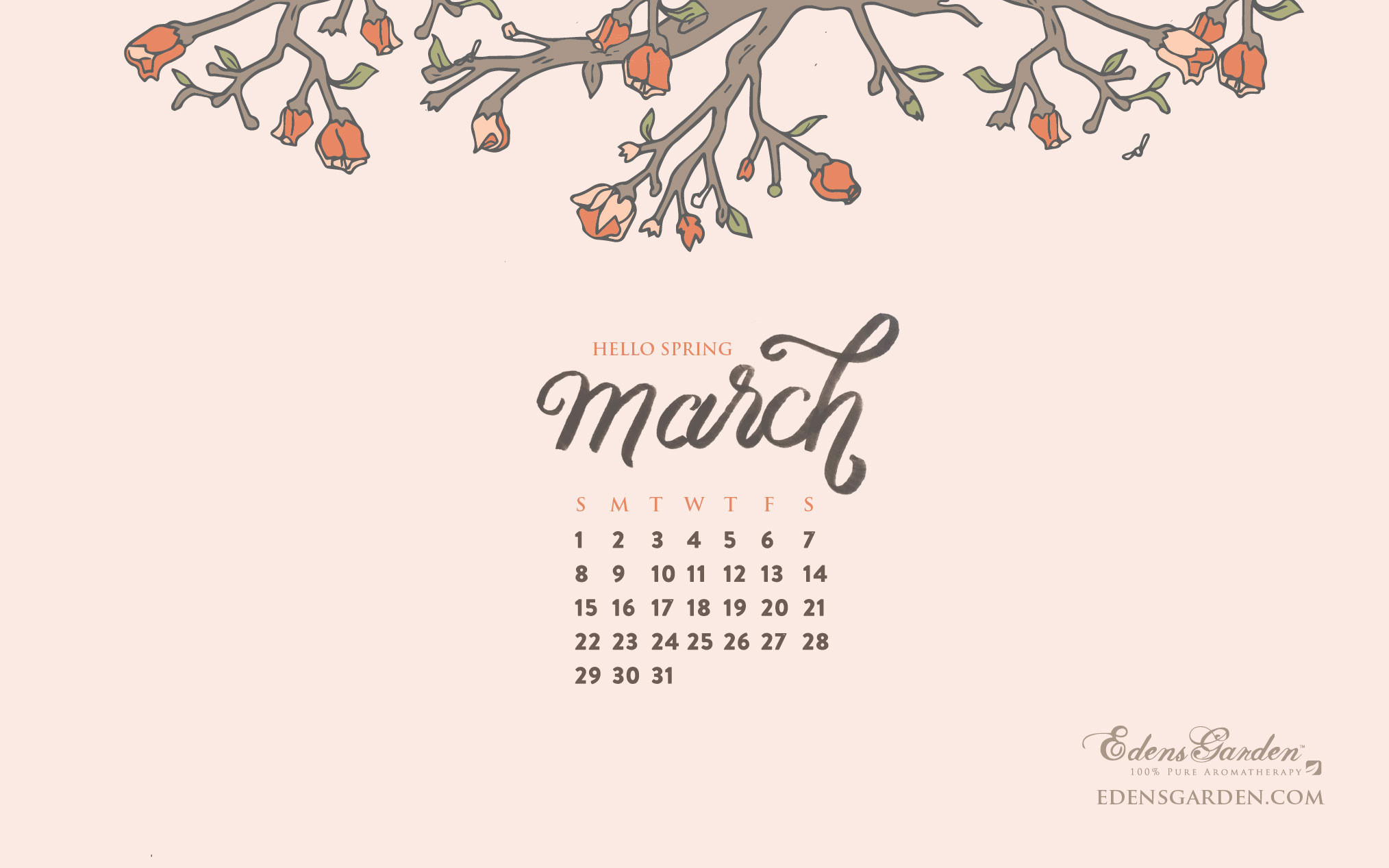 2028x1268 Free Download: March 2015 Desktop Wallpaper Calendar – Edens Garden