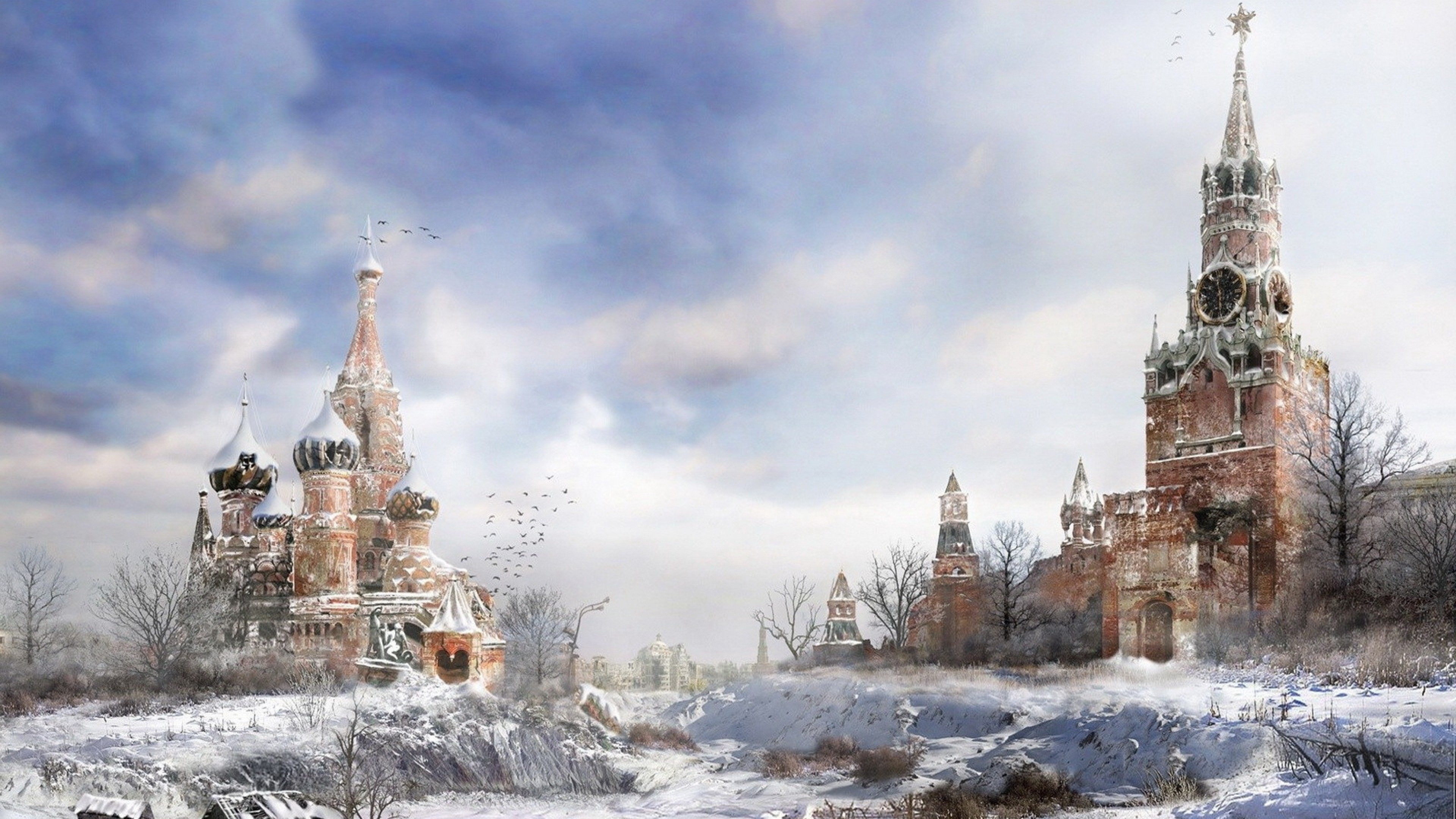 3840x2160 Preview wallpaper metro 2033, moscow, winter, cold 