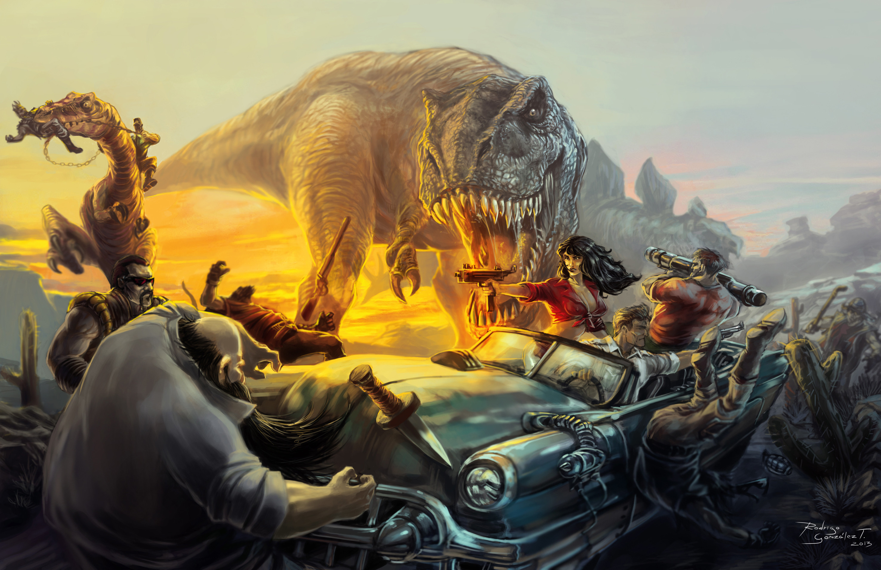 2953x1911 Battles Dinosaurs Warriors Fantasy dinosaur battle weapon weapons wallpaper  |  | 103943 | WallpaperUP