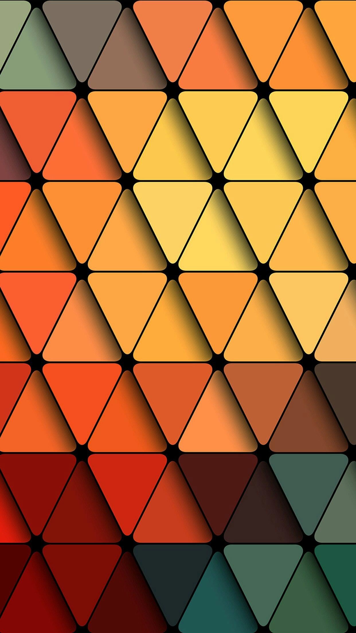 1242x2208 Coloful Triangle Grid Wallpaper