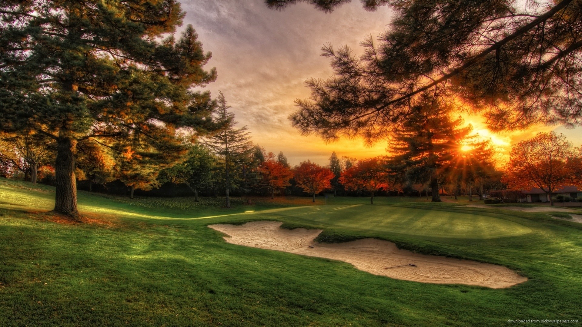 1920x1080 Golf Course Sunset PC Wallpaper picture