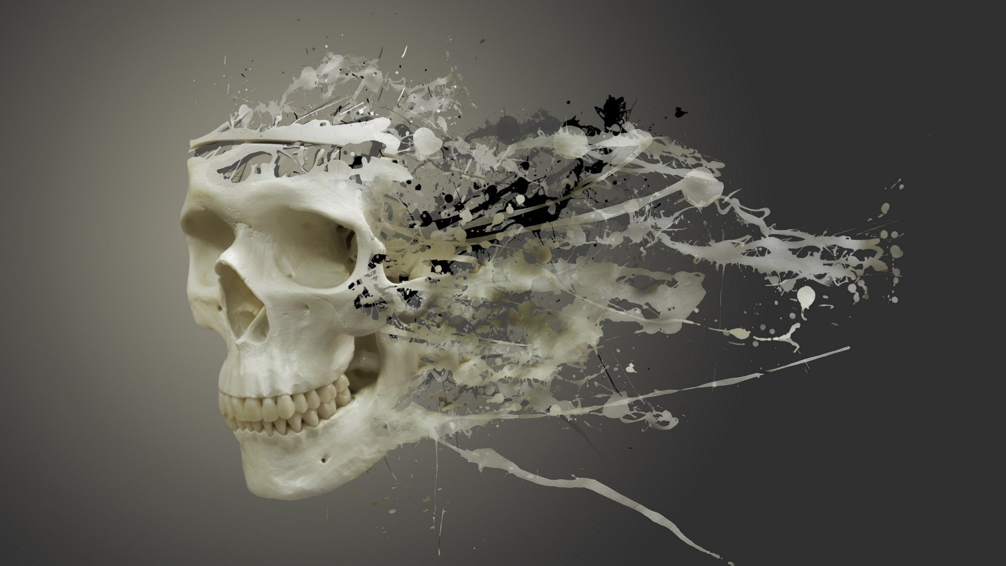 2048x1152 Disintegrating Skull by hridoy74. This would make an amazing tattoo.