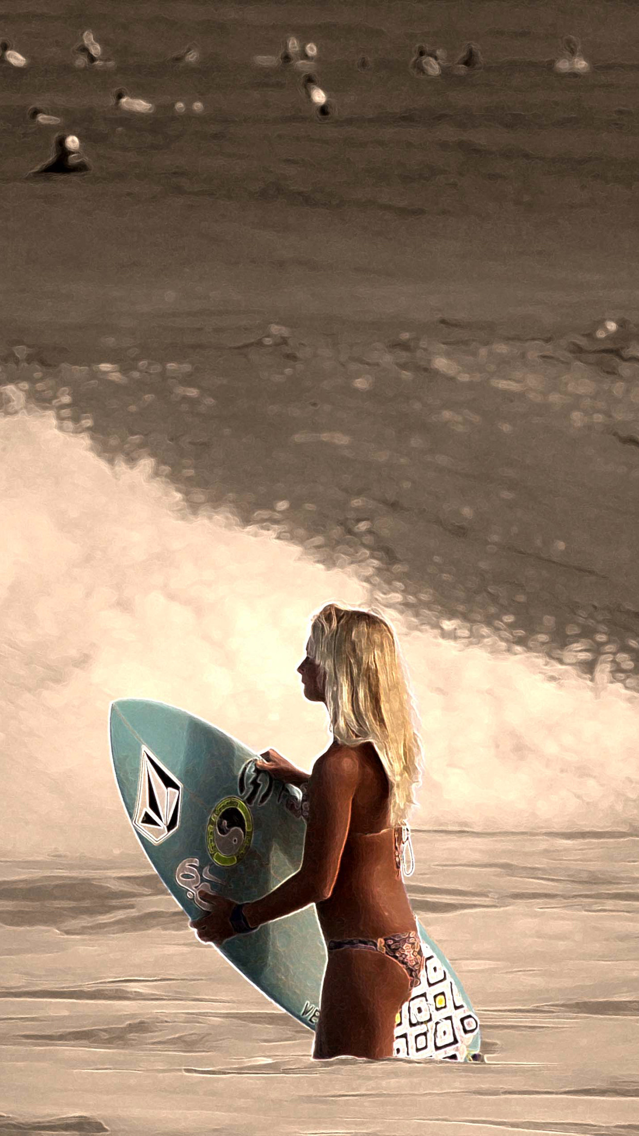 1242x2208 Surfing Girl