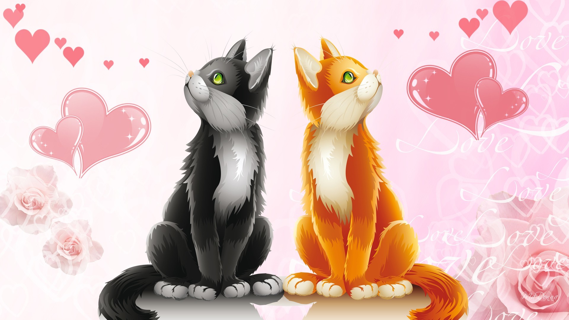 1920x1080 free animal valentine wallpapers Cute Animal Cat Valentines Day Hd Free  Wallpaper