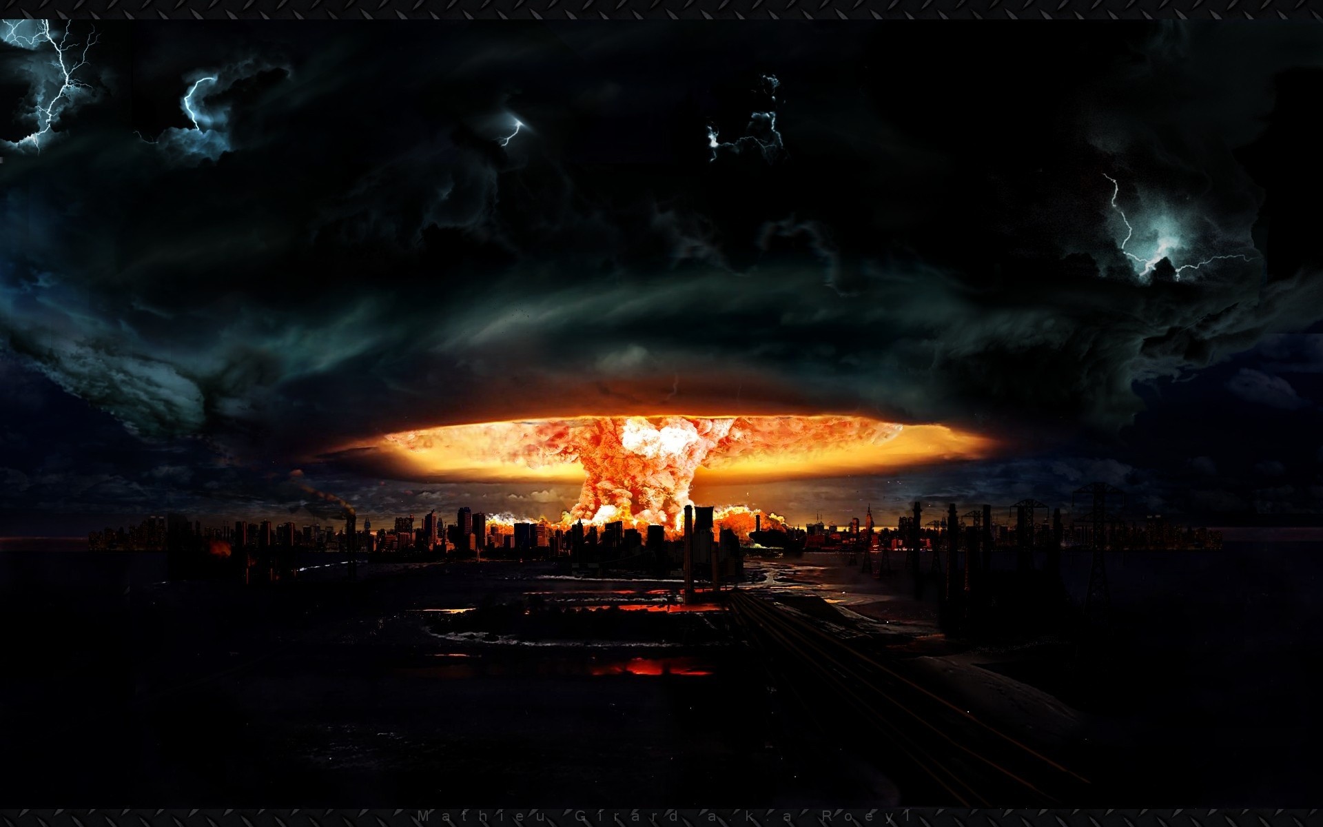 1920x1200  Atomic bomb explosion over city buildings HD Wallpaper -  http://www.hdwallpaperuniverse.com/atomic-bomb-explosion-city-buildings-hd-  wallpaper/ ...