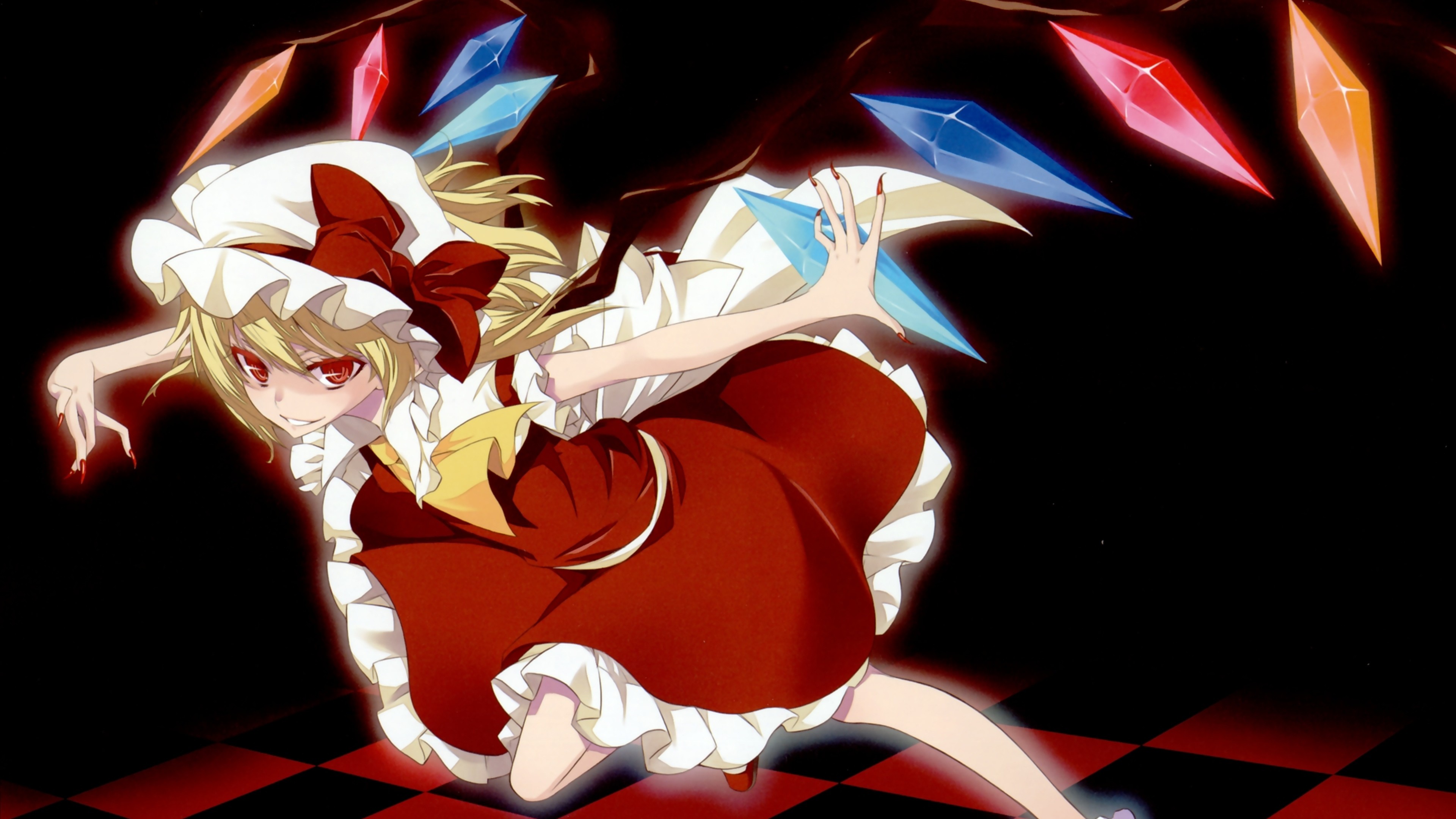 3840x2160  Wallpaper anime, girl, vampire, flying, magic