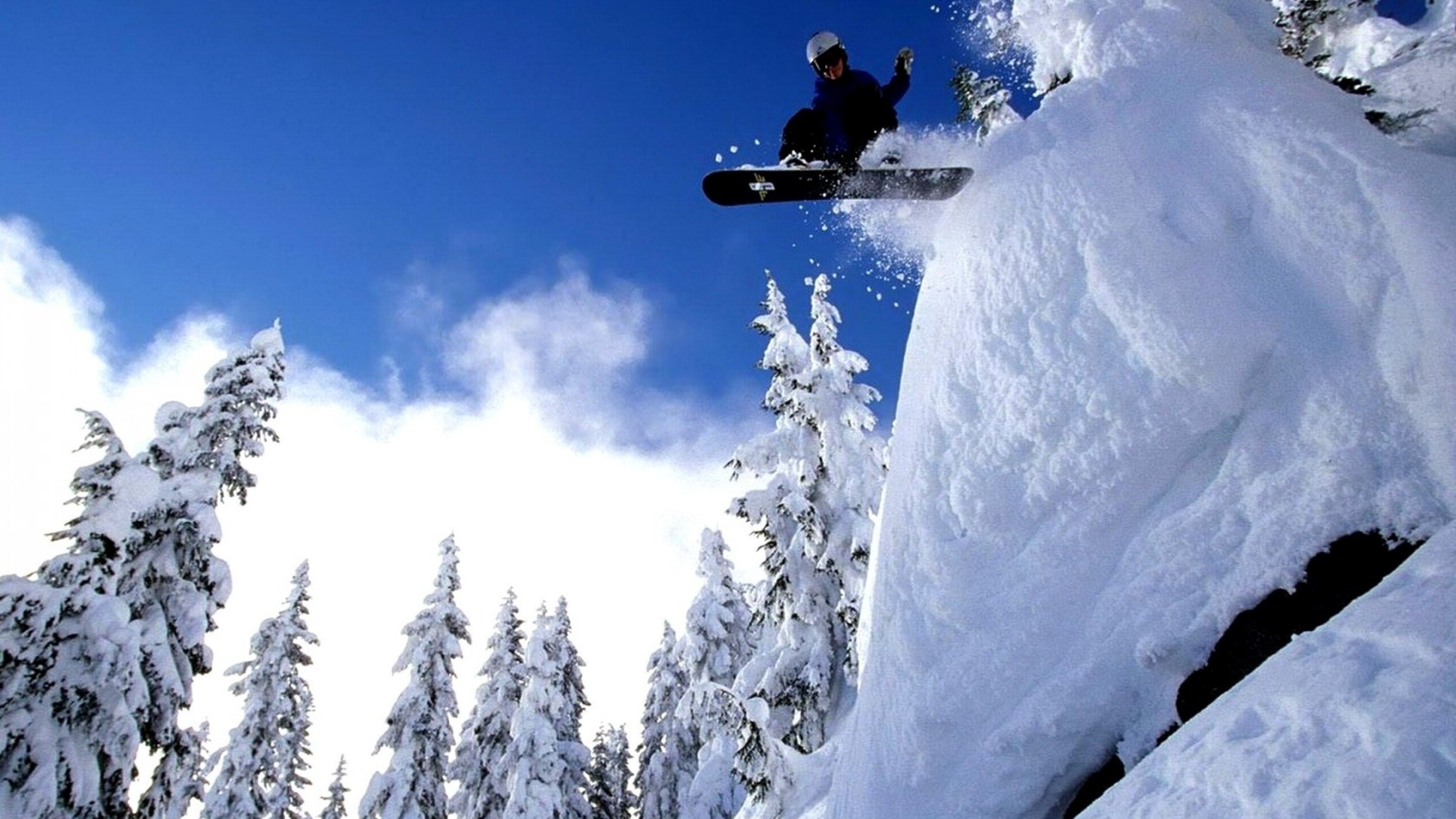 3840x2160 Preview wallpaper snowboarding, sport, snow, jump 