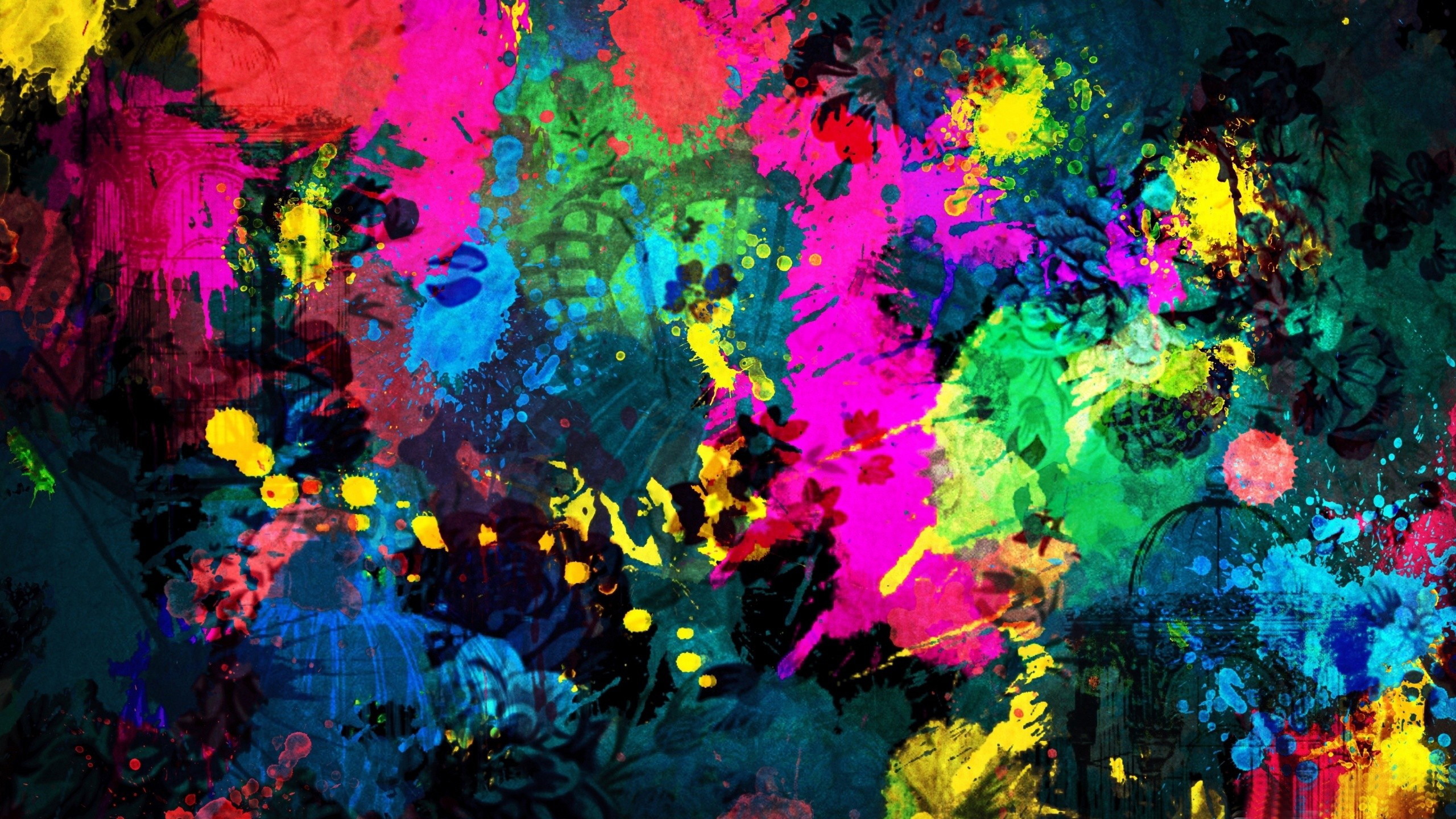 2560x1440 Abstract Mixed Paint Colors Desktop Wallpaper