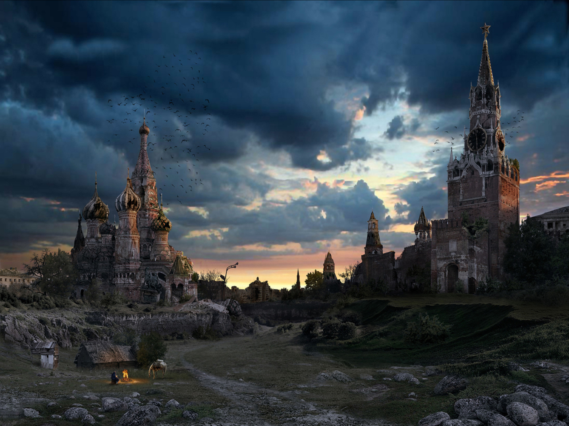 1920x1440 Sci Fi - Post Apocalyptic Church Building Sci Fi Moscow Russia Wallpaper