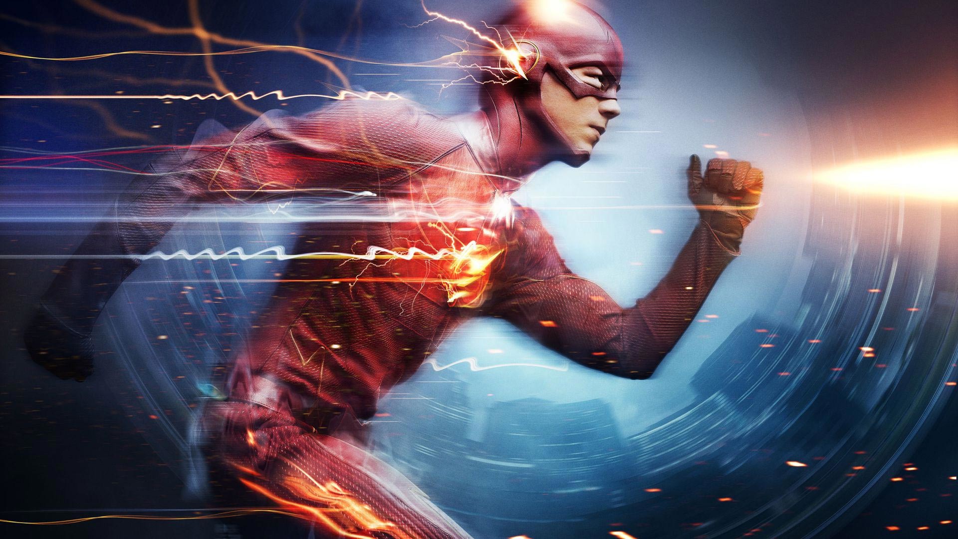 1920x1080 ... Barry Allen as The Flash, the fastest man alive, blitzing through the  city using the Speed Force. Also features a cameo from the Reverse Flash,  Zoom.