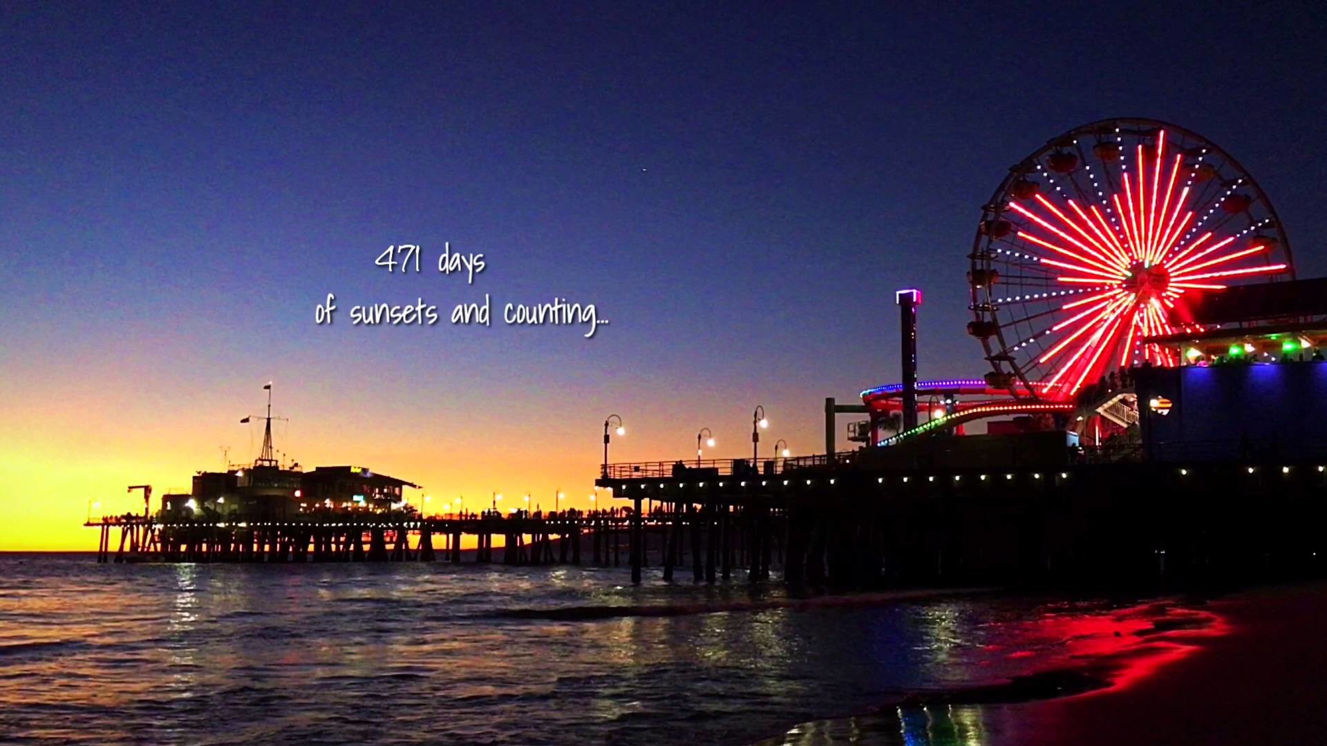 1920x1080 December 31, 2015 Santa Monica Sunset and Marina Del Rey Fireworks.